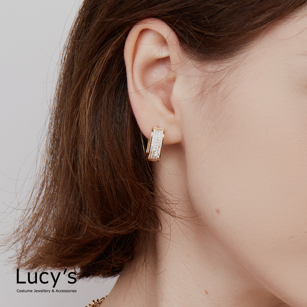 鑲鑽U型 易扣耳環 (121950)