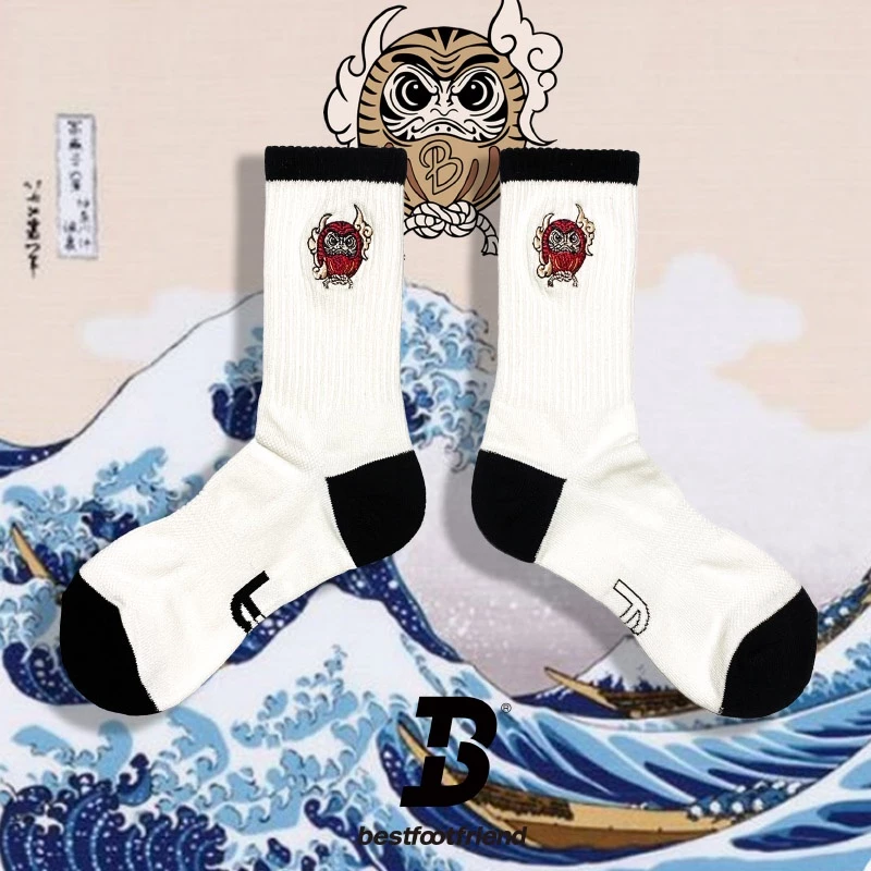 BFF Best foot friend Daruma 達摩不倒翁 刺繡 中筒襪 長襪【BF22009】