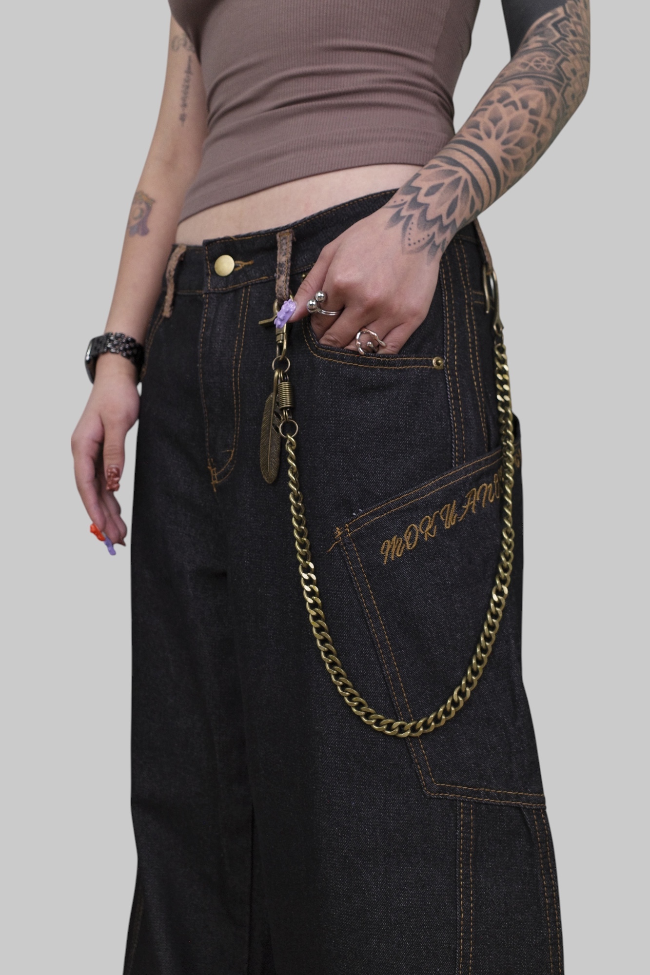 『Always_Good』做舊 羽毛 掛勾 褲鏈