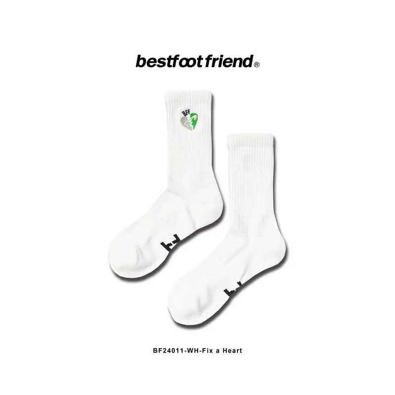 BFF Best foot friend Fix a Heart 刺繡 中筒襪 長襪【BF24011】
