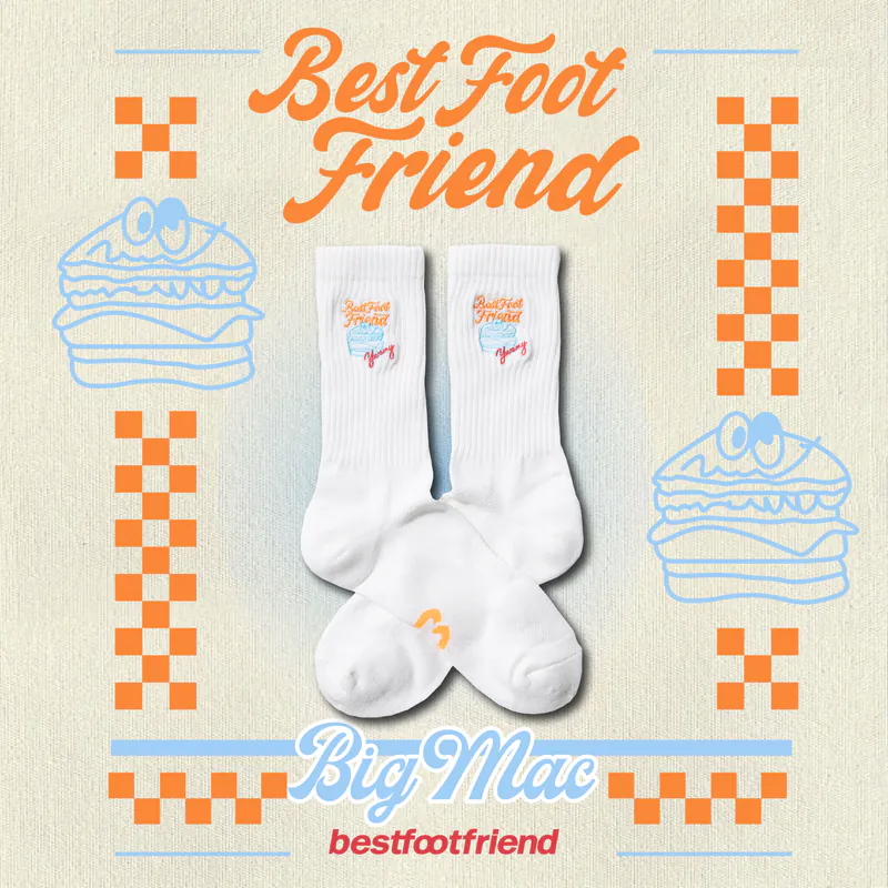 BFF Best foot friend BIG MAC 大麥克 刺繡 中筒襪 長襪【BF24003】