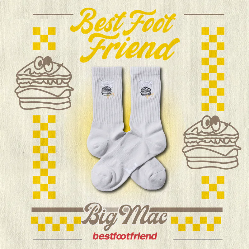 BFF Best foot friend BIG MAC 大麥克 刺繡 中筒襪 長襪【BF24003】