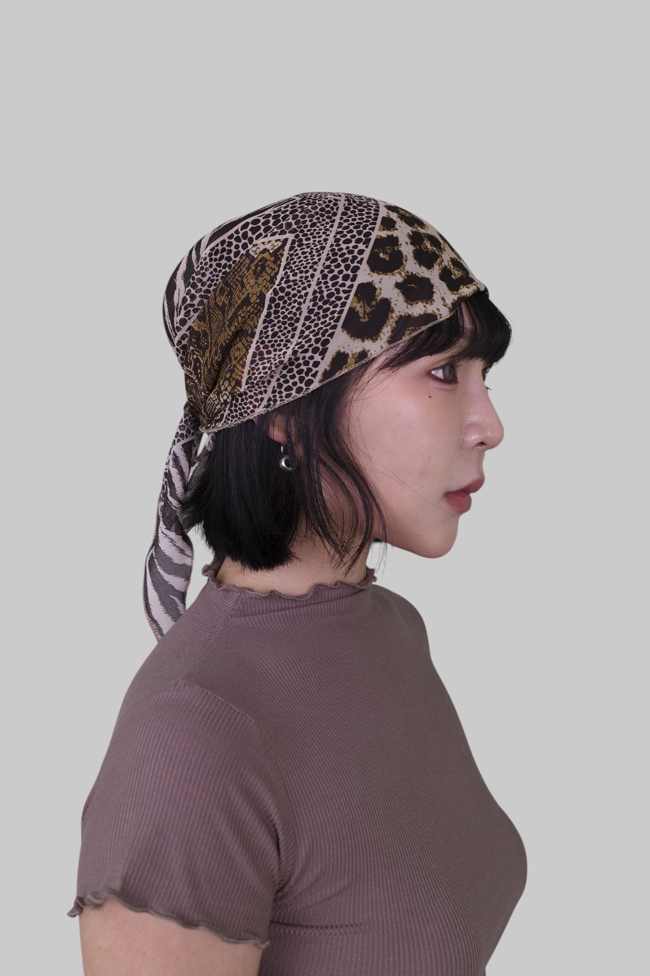 『Always_Good』復古 豹紋 Y2K 三角巾 頭巾
