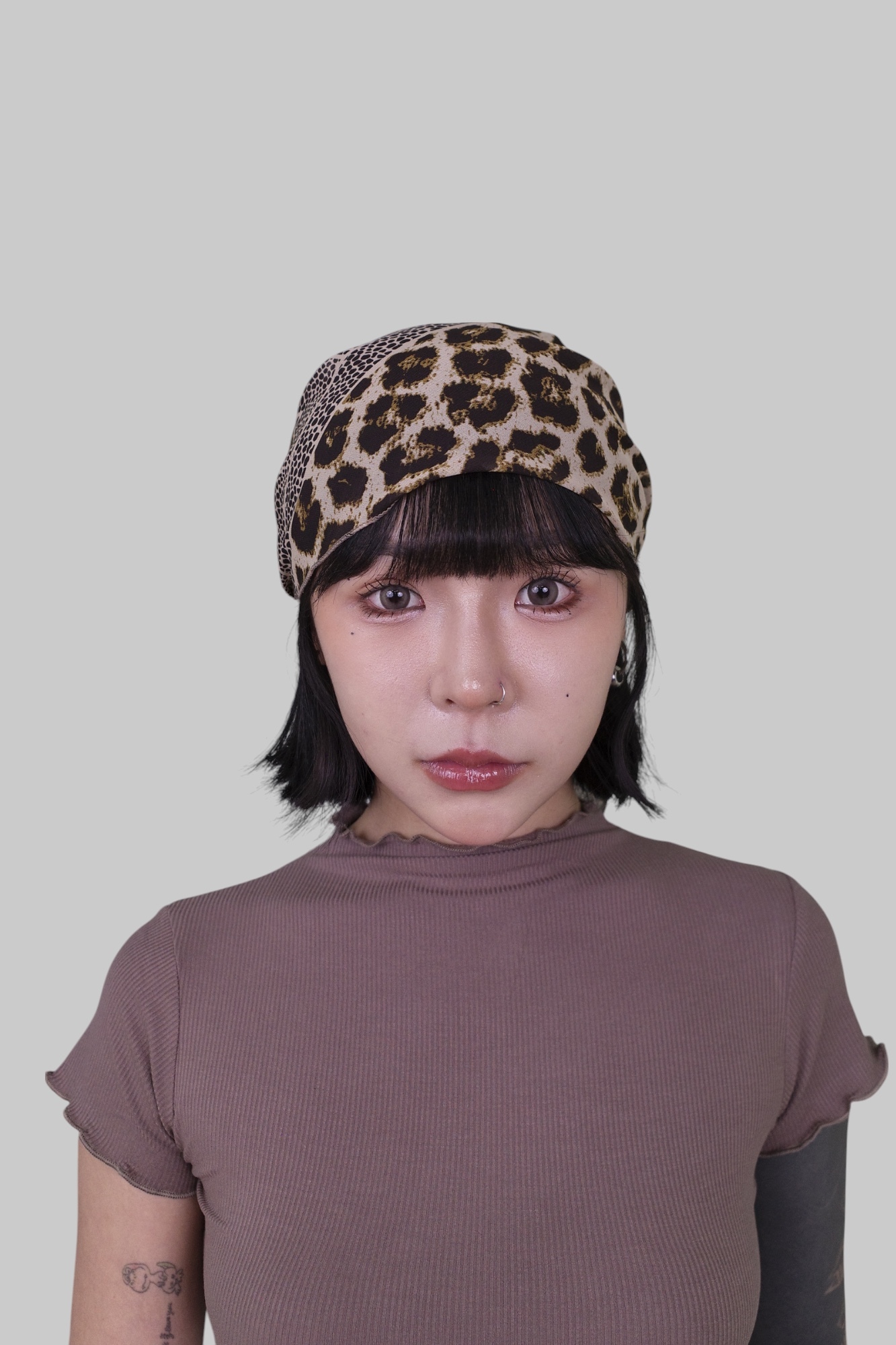 『Always_Good』復古 豹紋 Y2K 三角巾 頭巾