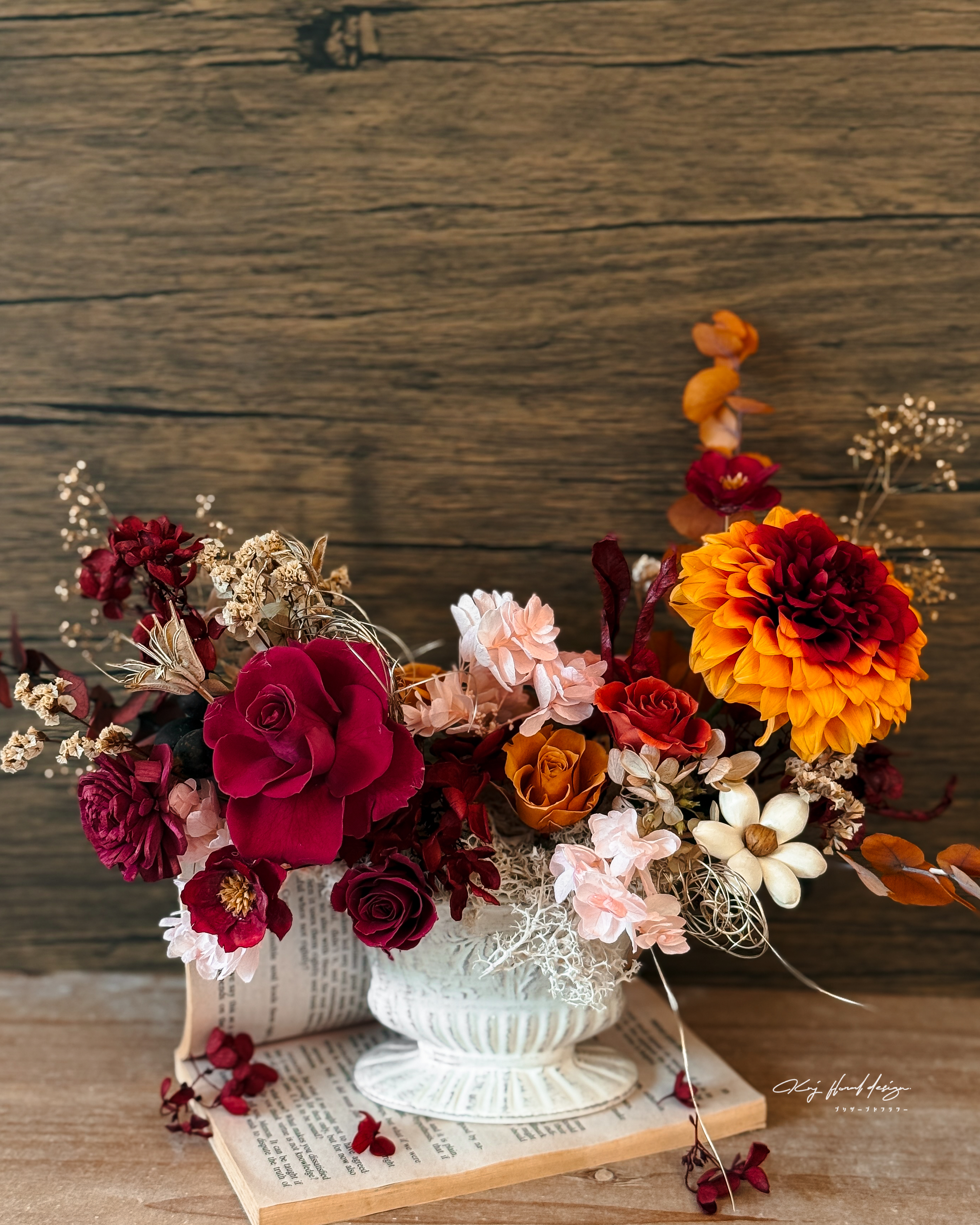 紅酒夕光開幕桌花盆