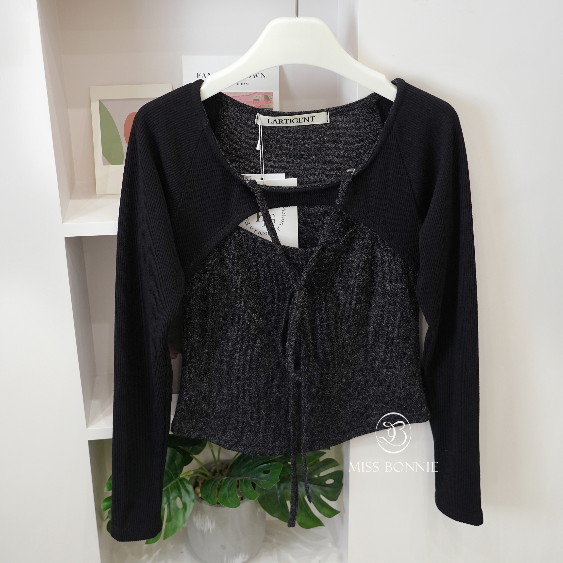 LARTIGENT設計感繞肩綁帶上衣