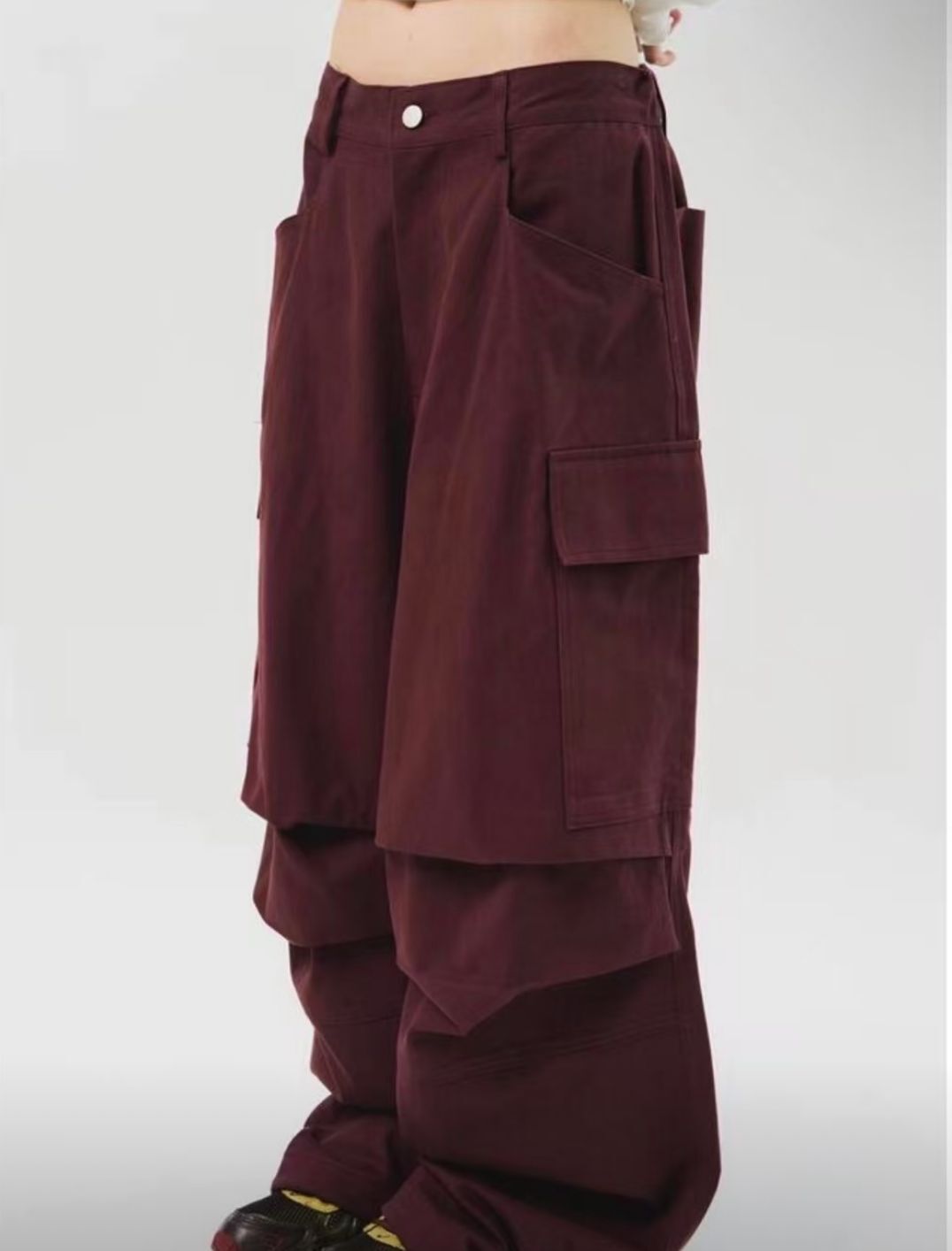 淨色工裝可束腳鬆身褲 P3132