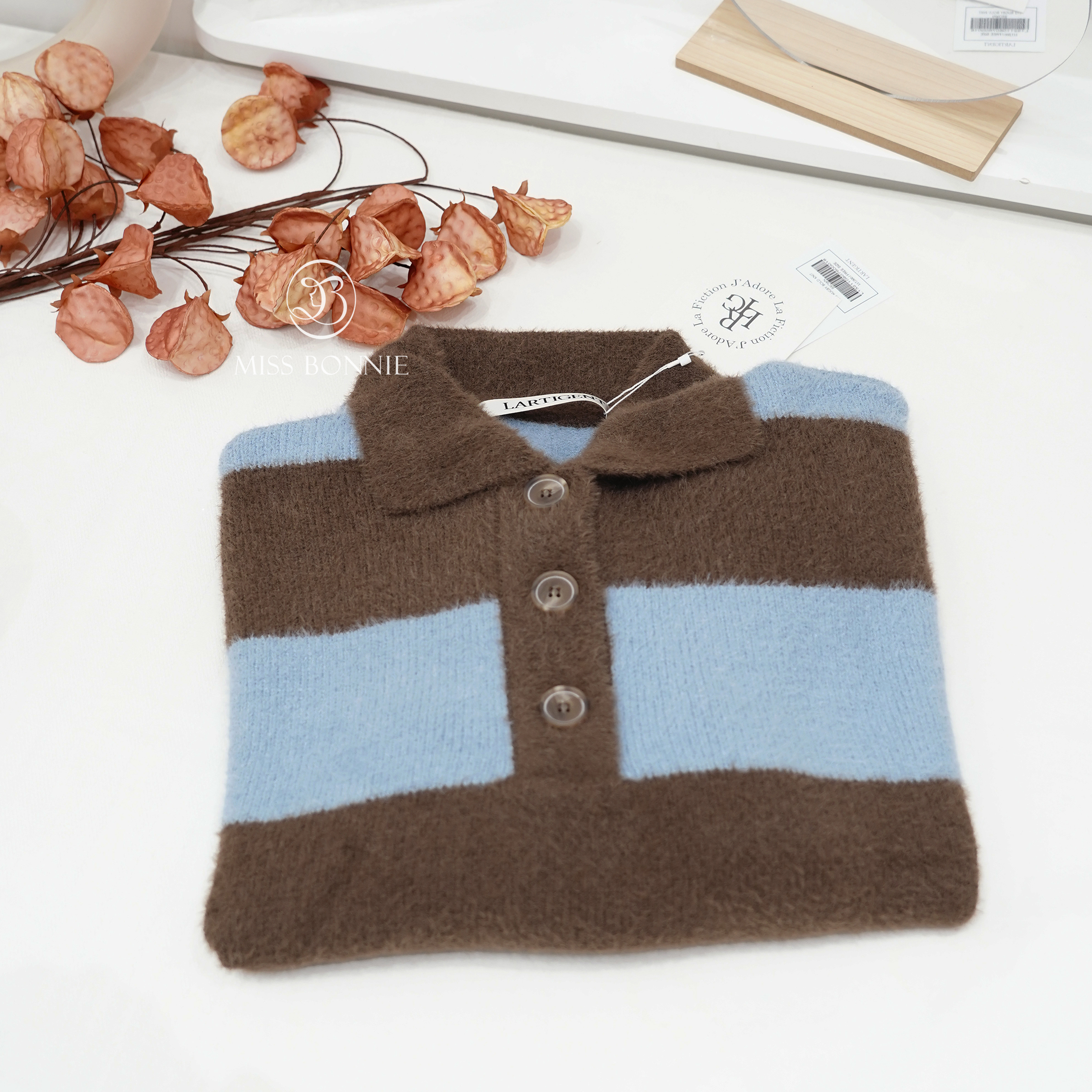 LARTIGENT條紋翻領毛衣