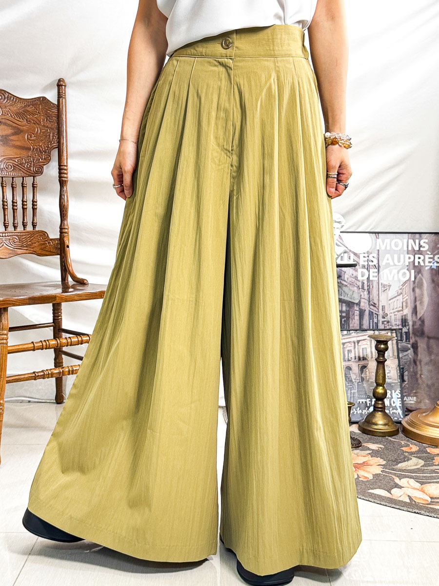 【夏日SUMMER SALE】後腰橡根．前扣鈕．滑滑料裙褲 (兩側袋) 【不設退換】【因SUMMER SALE訂單較多，需要7-10個工作天才安排出貨】