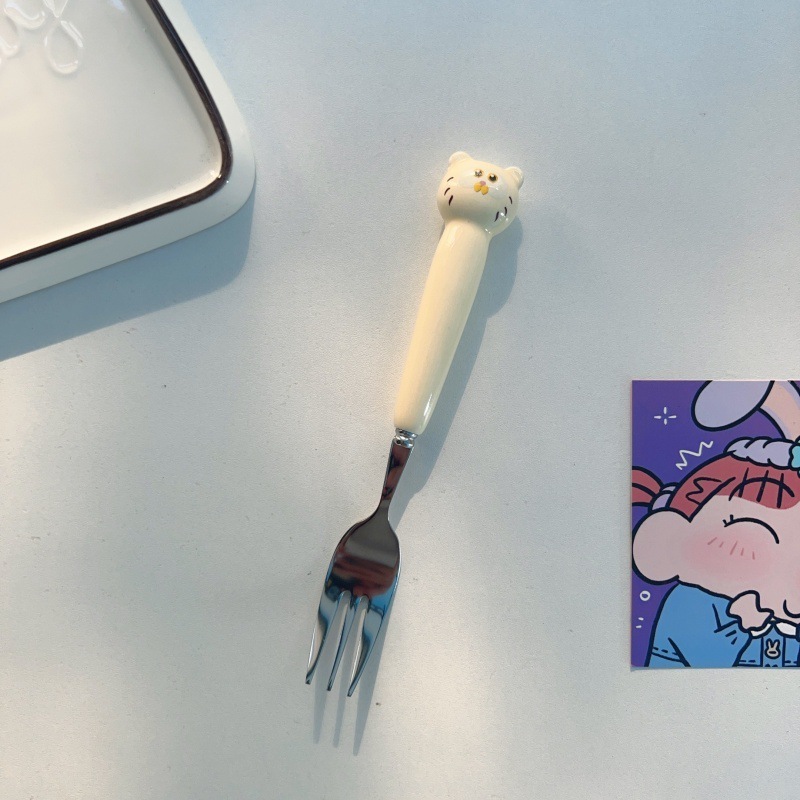 《6110》可愛奶油貓湯叉