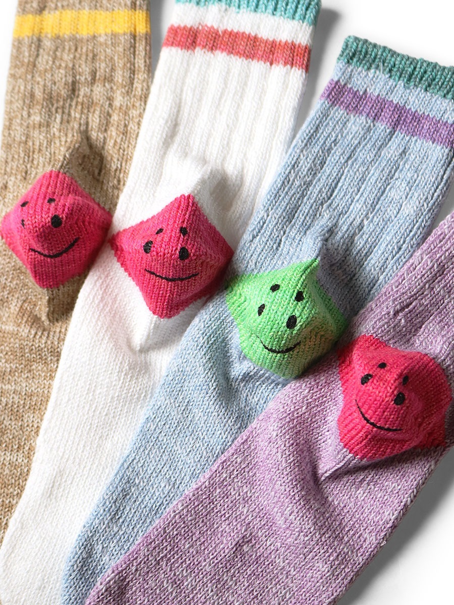 2025SS KAPITAL 60本 IVY RAINBOWY HAPPY HEEL 笑臉 襪子 長襪 現貨 K2504XS534