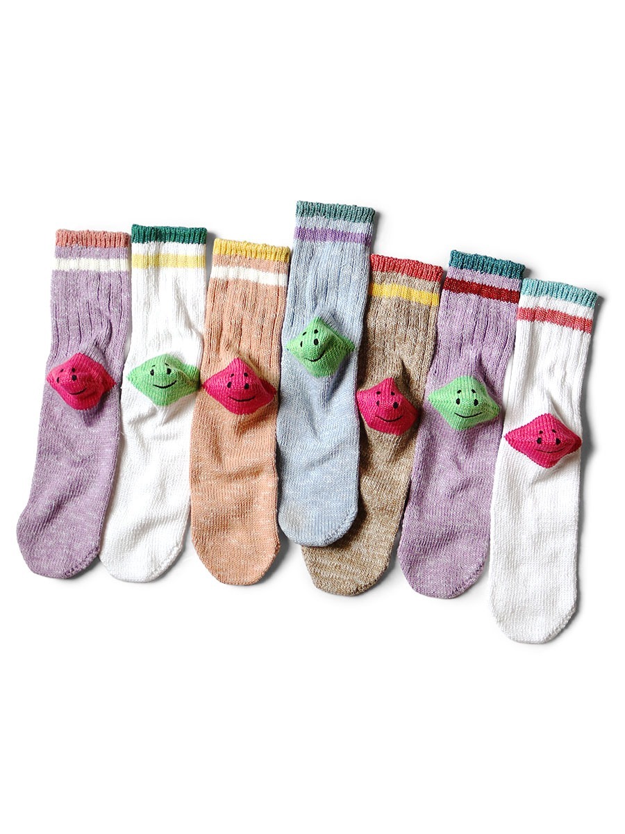 2025SS KAPITAL 60本 IVY RAINBOWY HAPPY HEEL 笑臉 襪子 長襪 現貨 K2504XS534