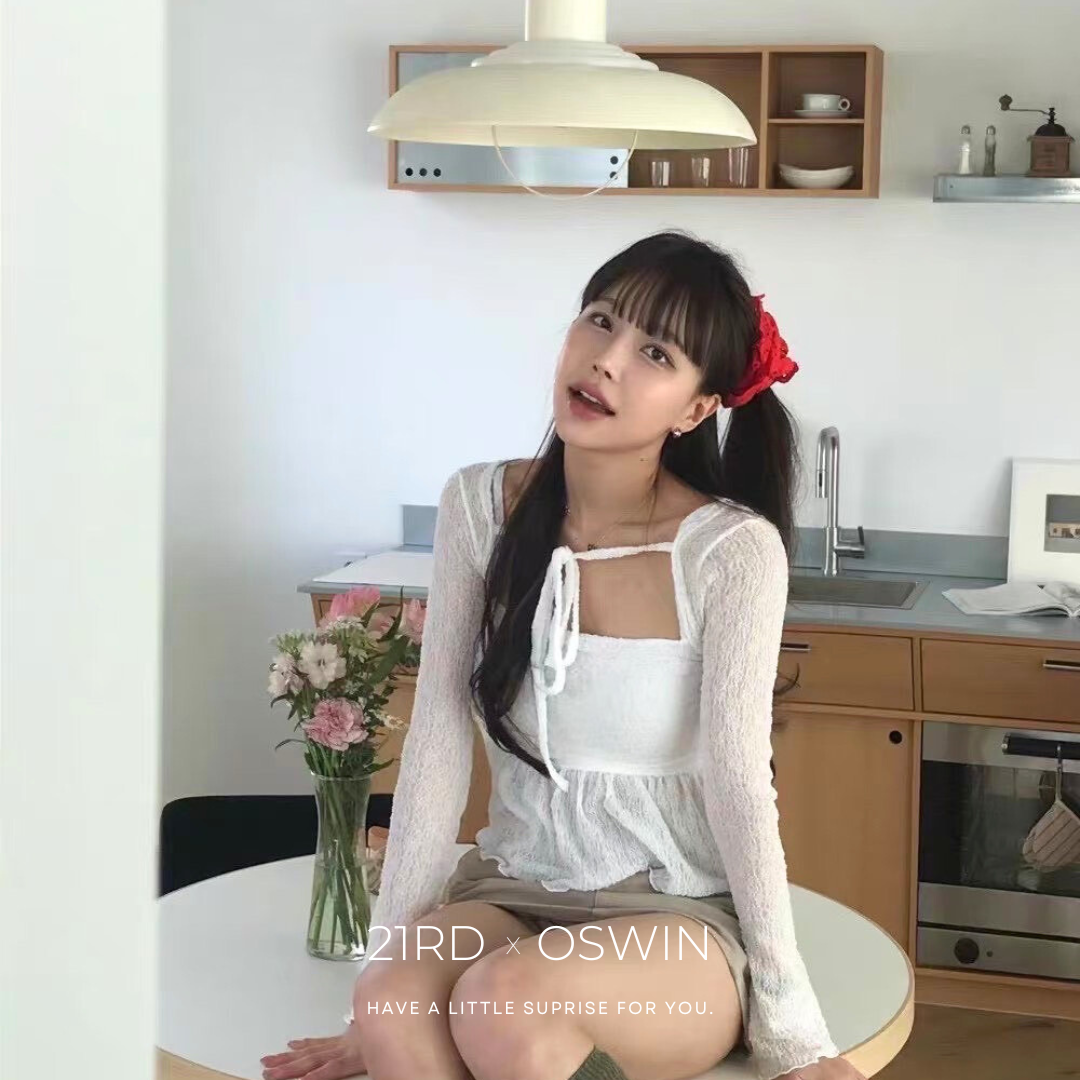 純欲蕾絲綁帶罩衫+褶皺背心