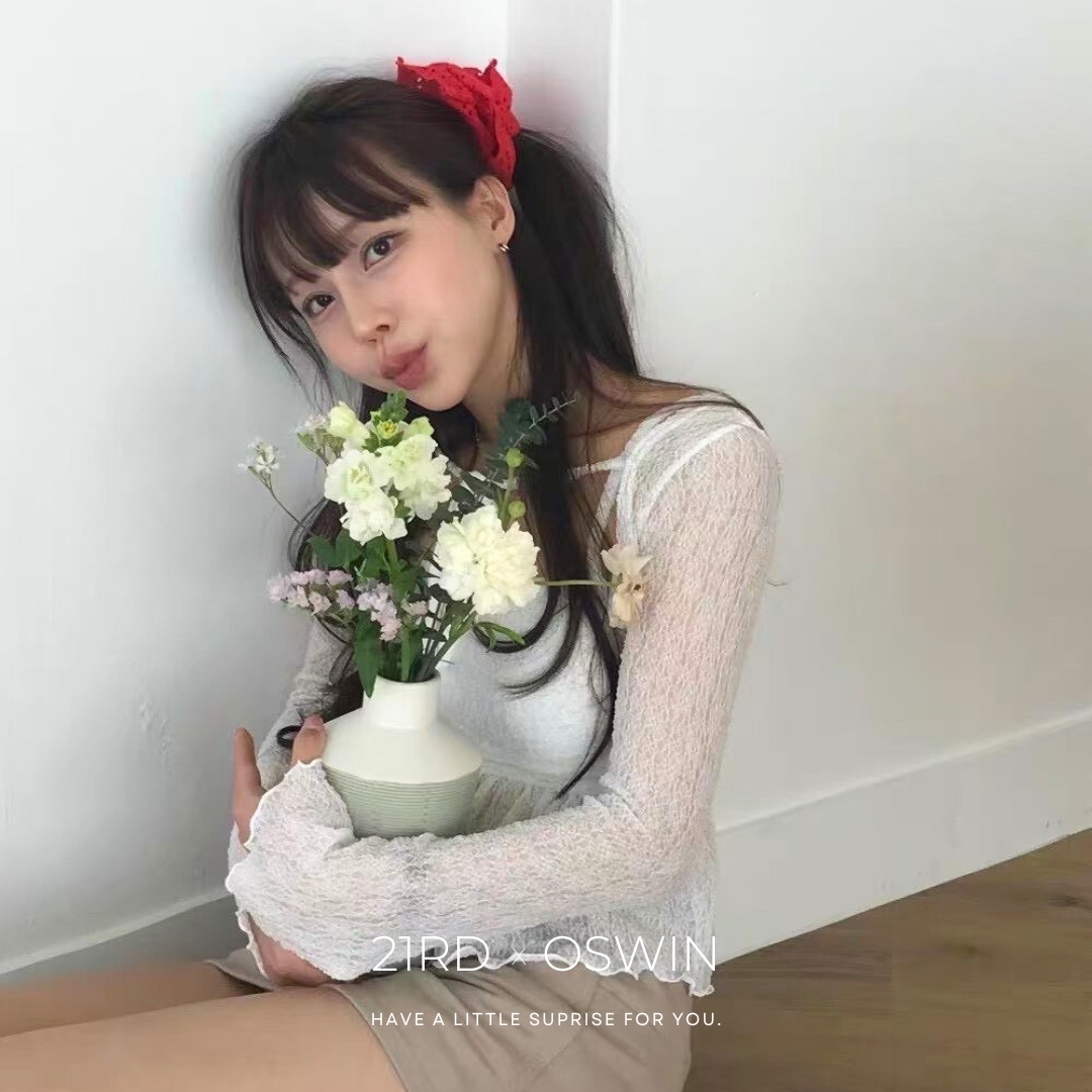 純欲蕾絲綁帶罩衫+褶皺背心