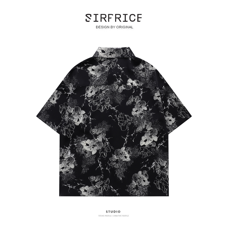 花襯衫 黑花 復古 暗黑