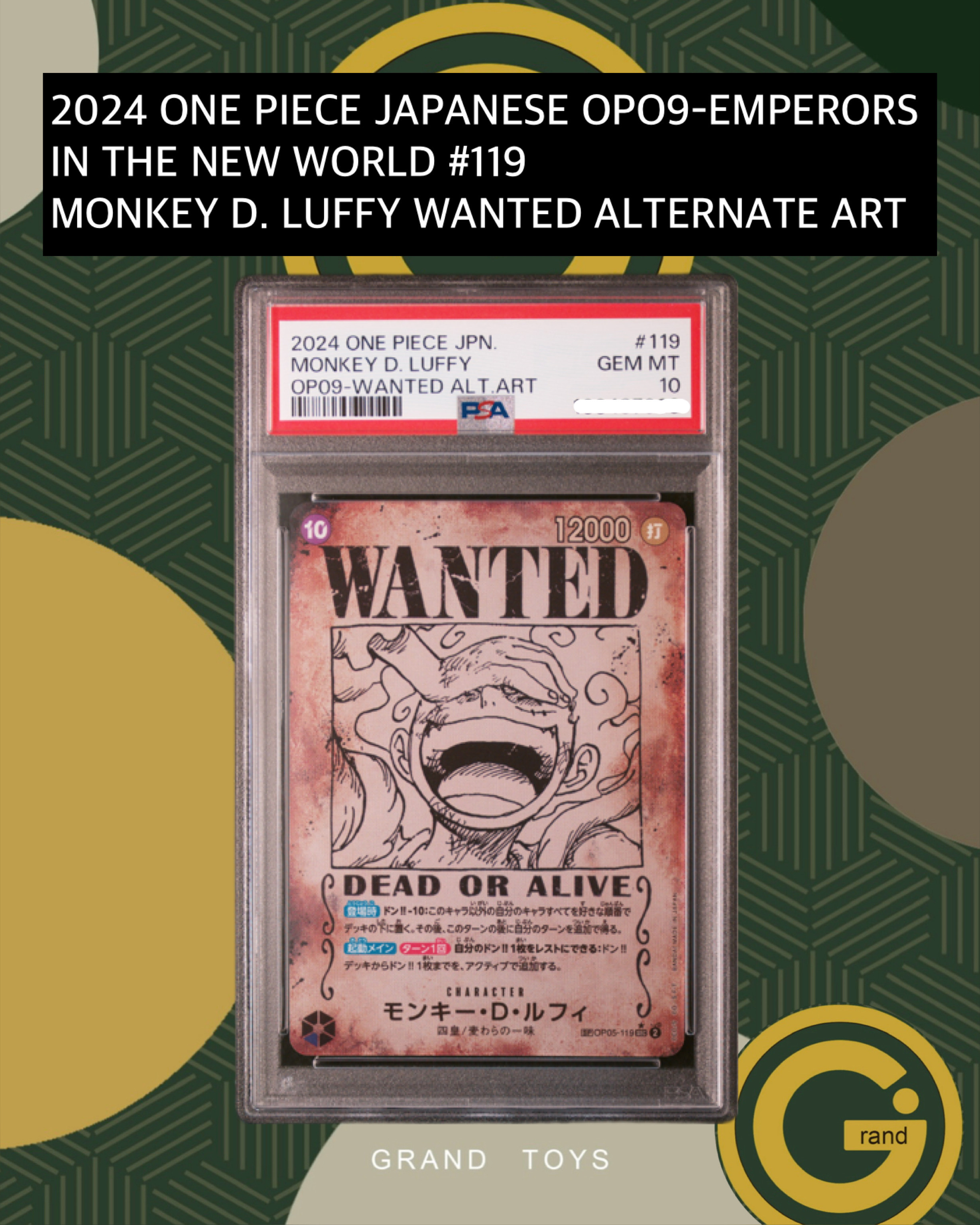 2024 ONE PIECE JAPANESE OPO9-EMPERORS IN THE NEW WORLD #119MONKEY D. LUFFY WANTED ALTERNATE ART