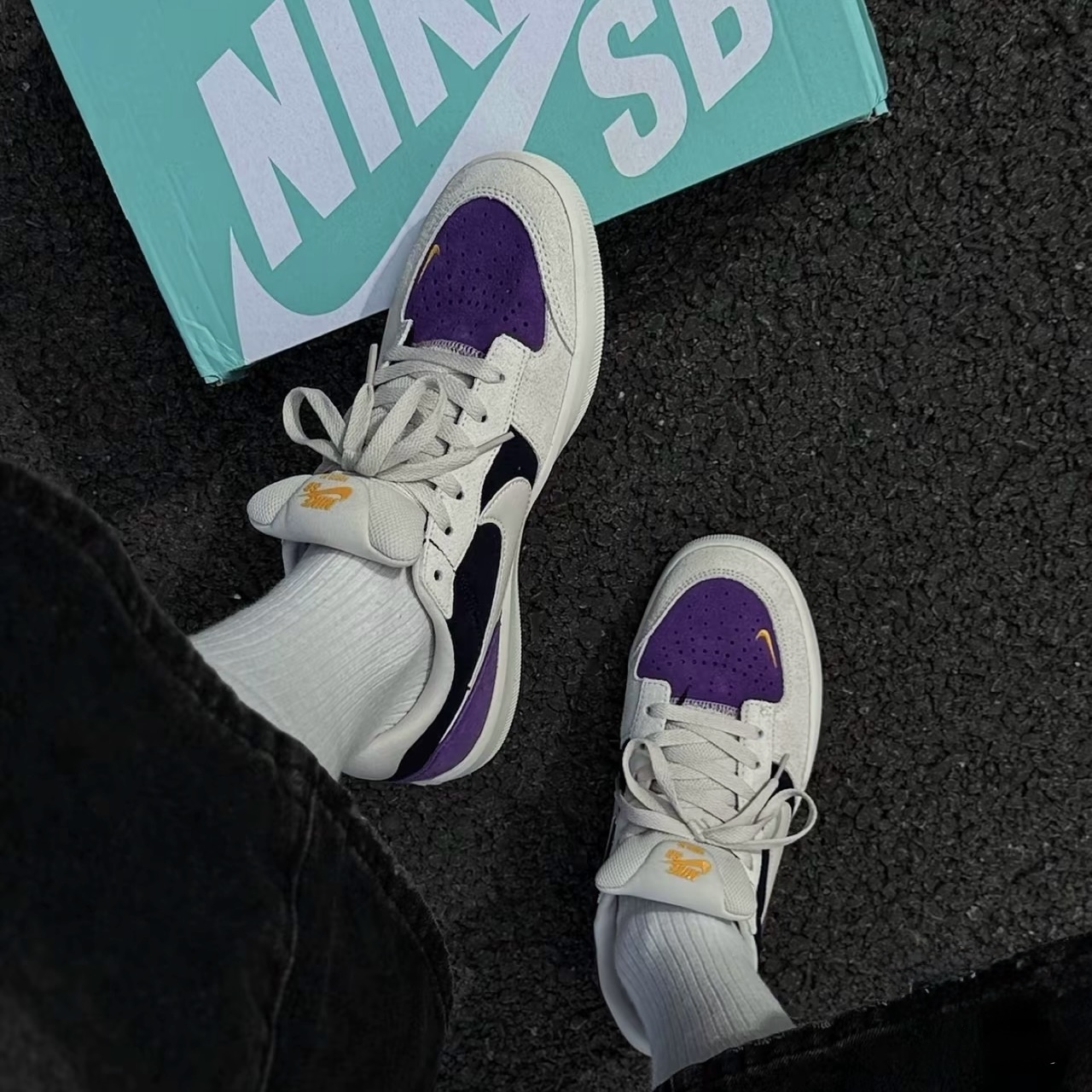 NIKE SB FORCE 58 米紫 紫黑 麂皮 板鞋 湖人配色 休閒 DV5477-403