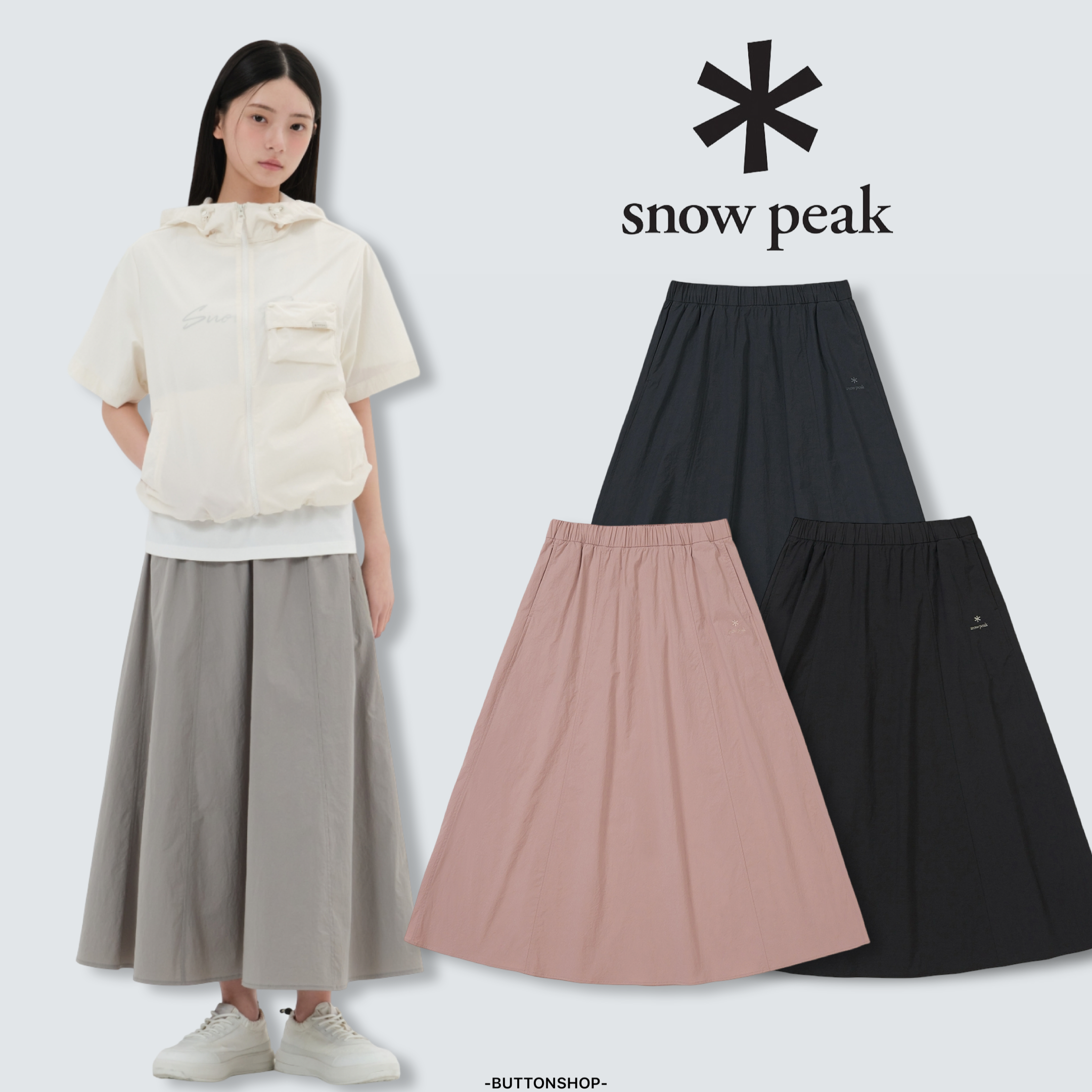 【現貨】snow peak Cooling Root Flare Long Skirt 刺繡logo 涼感 A字 圓裙 長裙 S25MWRSK61
