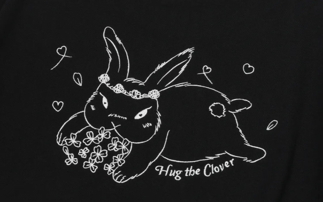 CPGN STUDIO / Clover Bunny  Embroidery Short T-shirt / black / JUL25