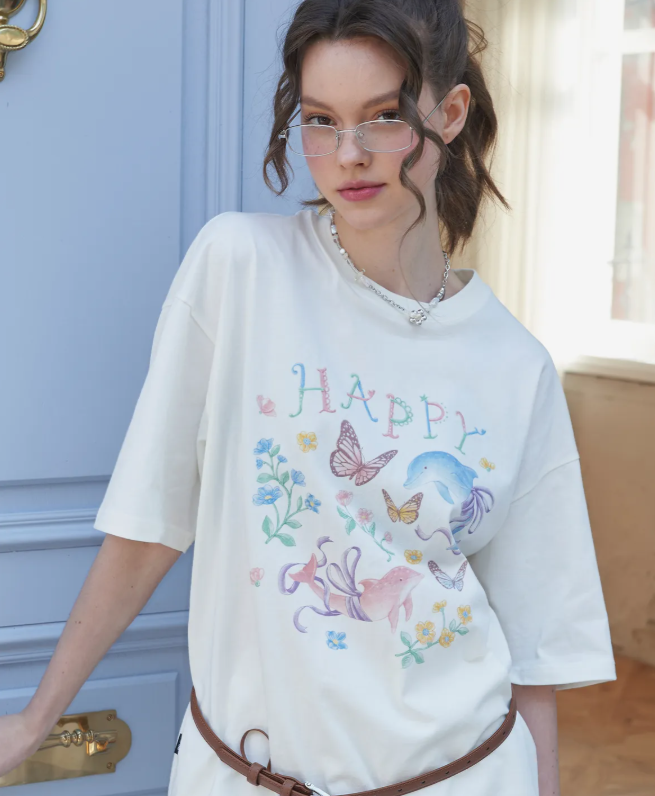 CPGN STUDIO / DTP Happy Dolphin Short T-shirt / cream white / JUL25