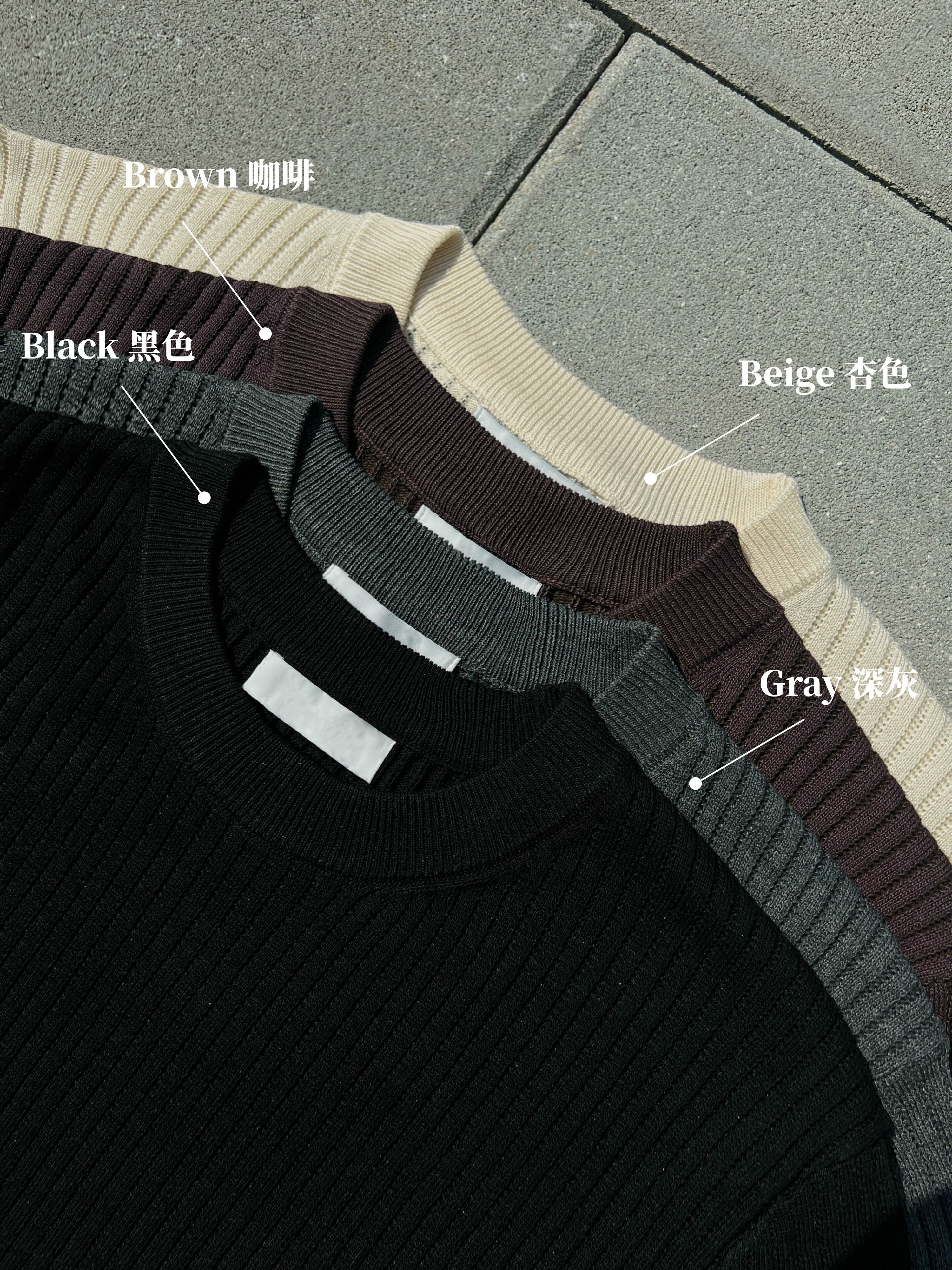 [1atm] 圓領-直條紋修身上衣