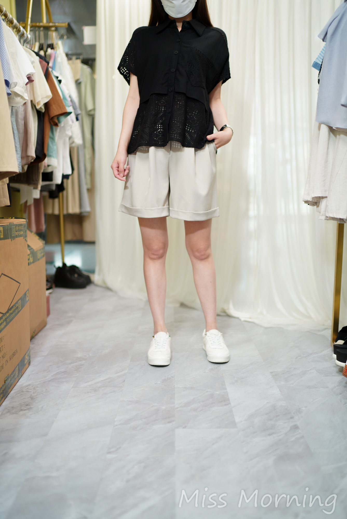 假2件有層次通花拼棉麻衫(14712)