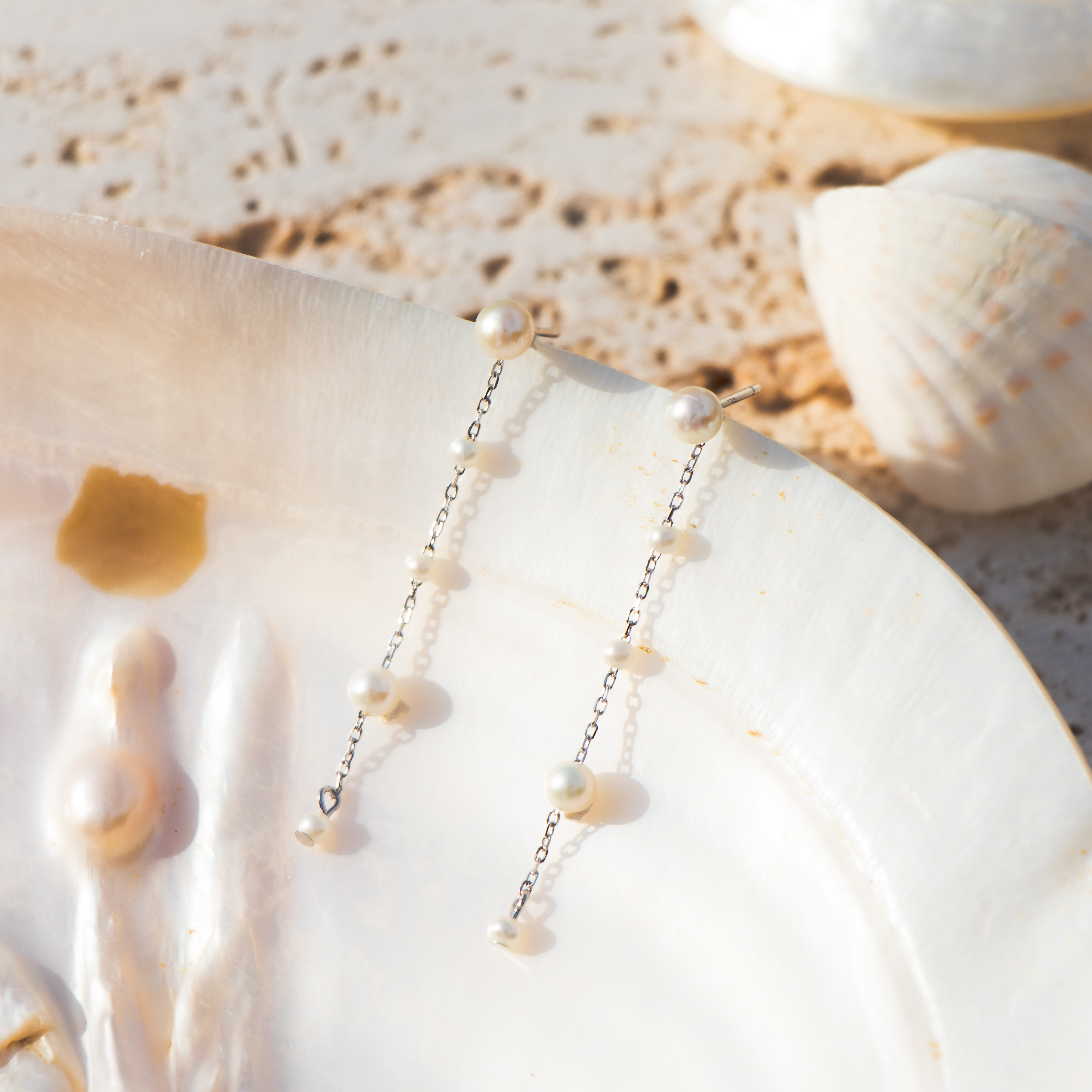 純銀耳環，天然珍珠耳環