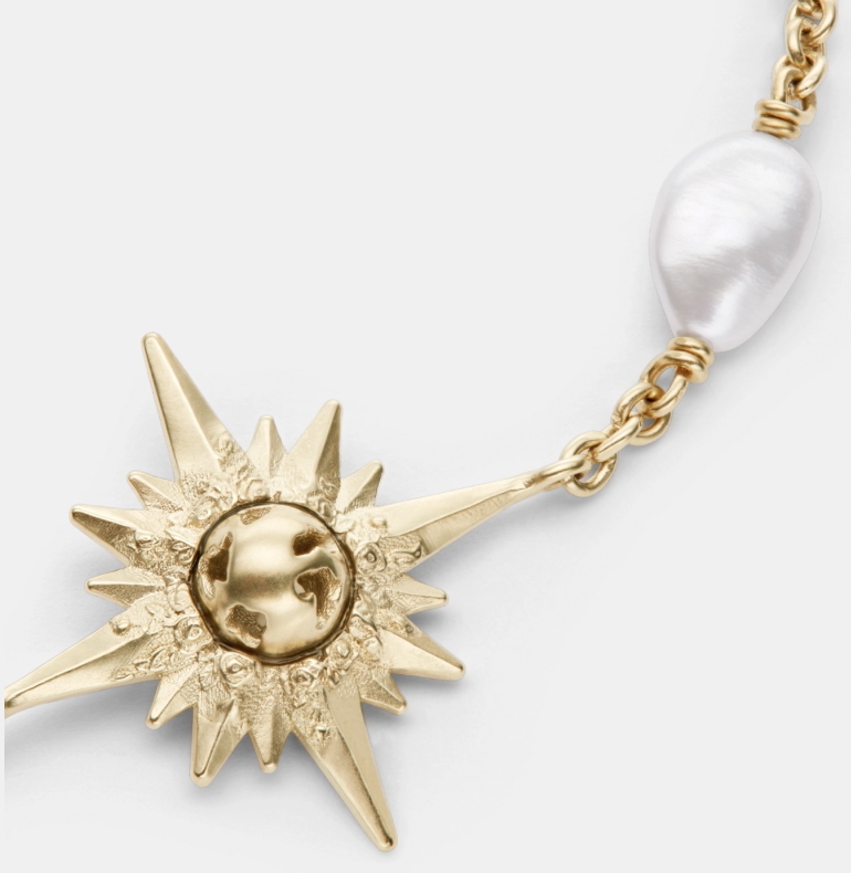 Dior RÊVE D'INFINI old-Finish Metal and White Freshwater Pearls Bracelet