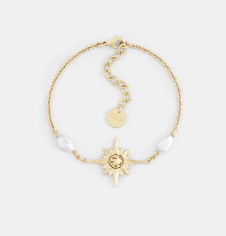 Dior RÊVE D'INFINI old-Finish Metal and White Freshwater Pearls Bracelet