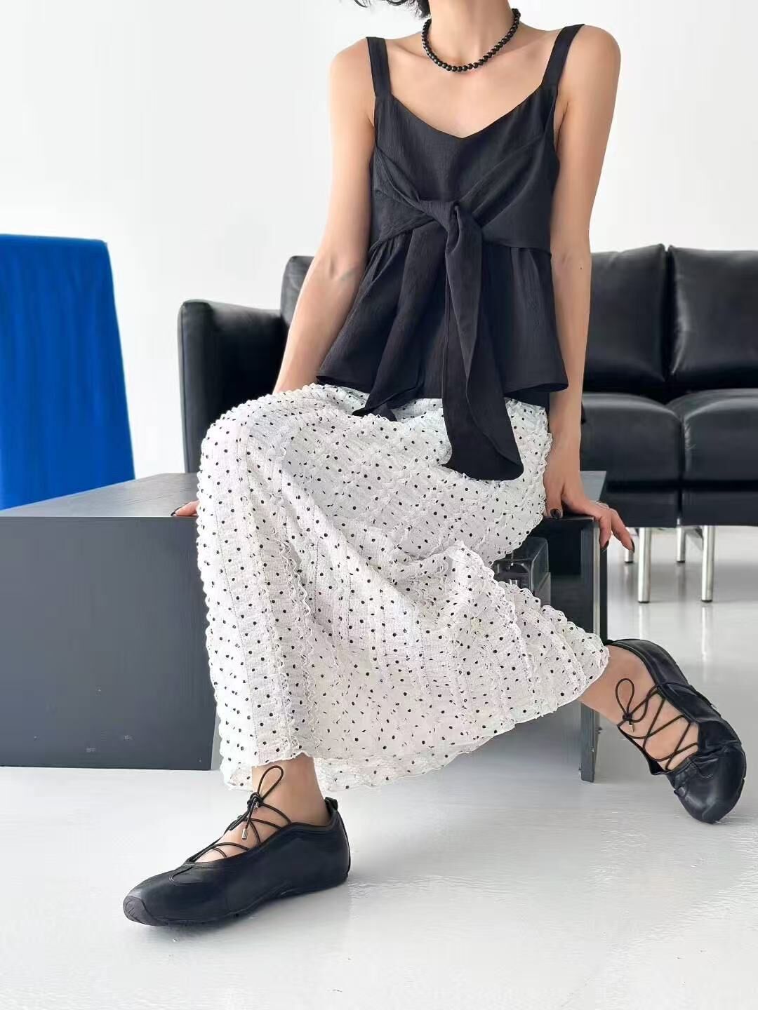 #SK004 波點蕾絲鉛筆長裙