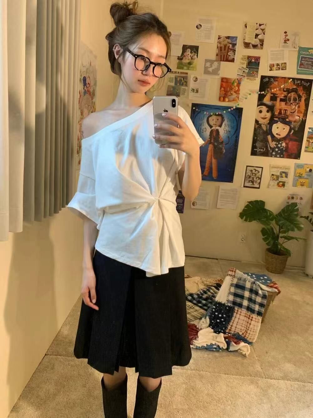 #T006 露肩收腰兩著T恤