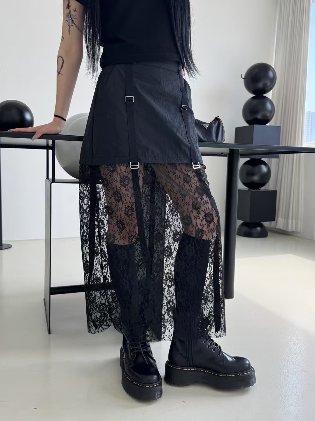 #SK003 多穿式蕾絲工裝裙