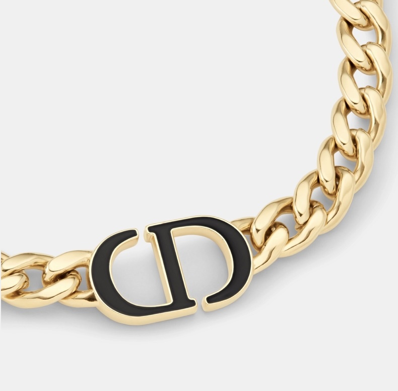 Dior 30 MONTAIGNE Gold-Finish Metal and Black Lacquer Necklace