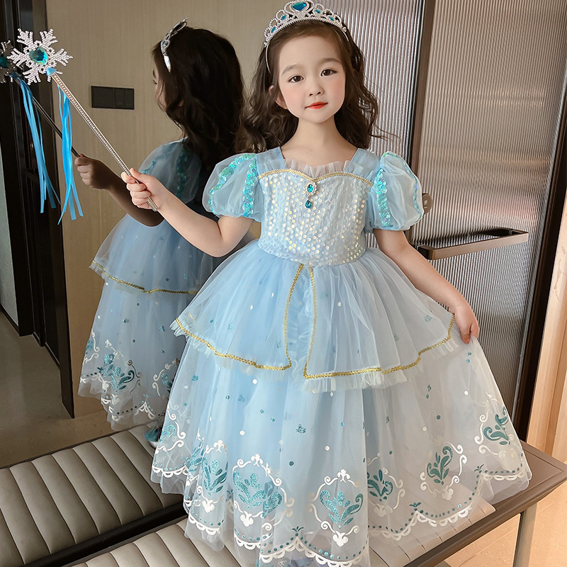 現貨 100cm 萬聖節 艾莎公主亮片款蓬裙禮服 100-140cm #1748