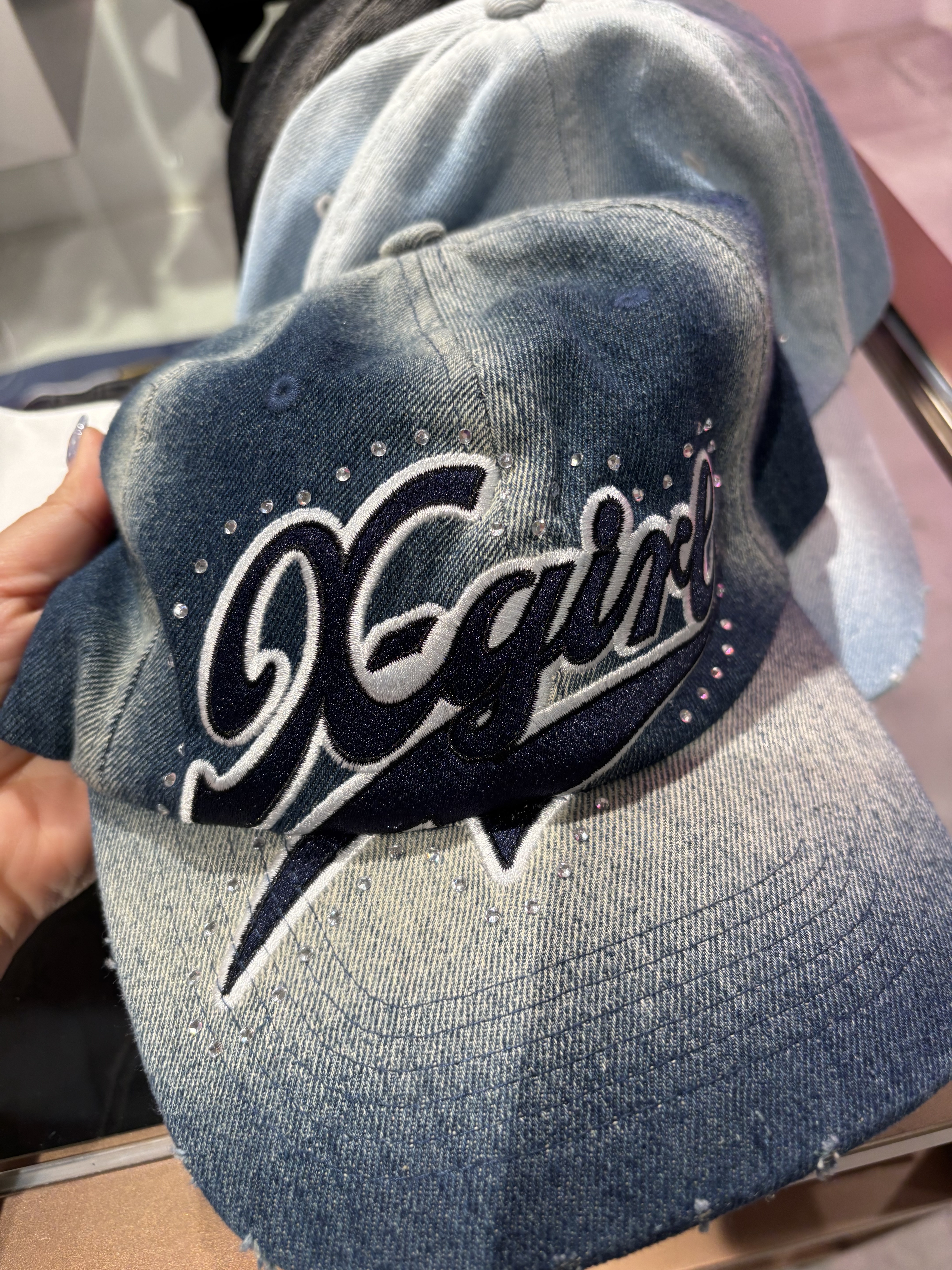 X-girl - RHINESTONE AND LOGO DENIM 6PANEL CAP