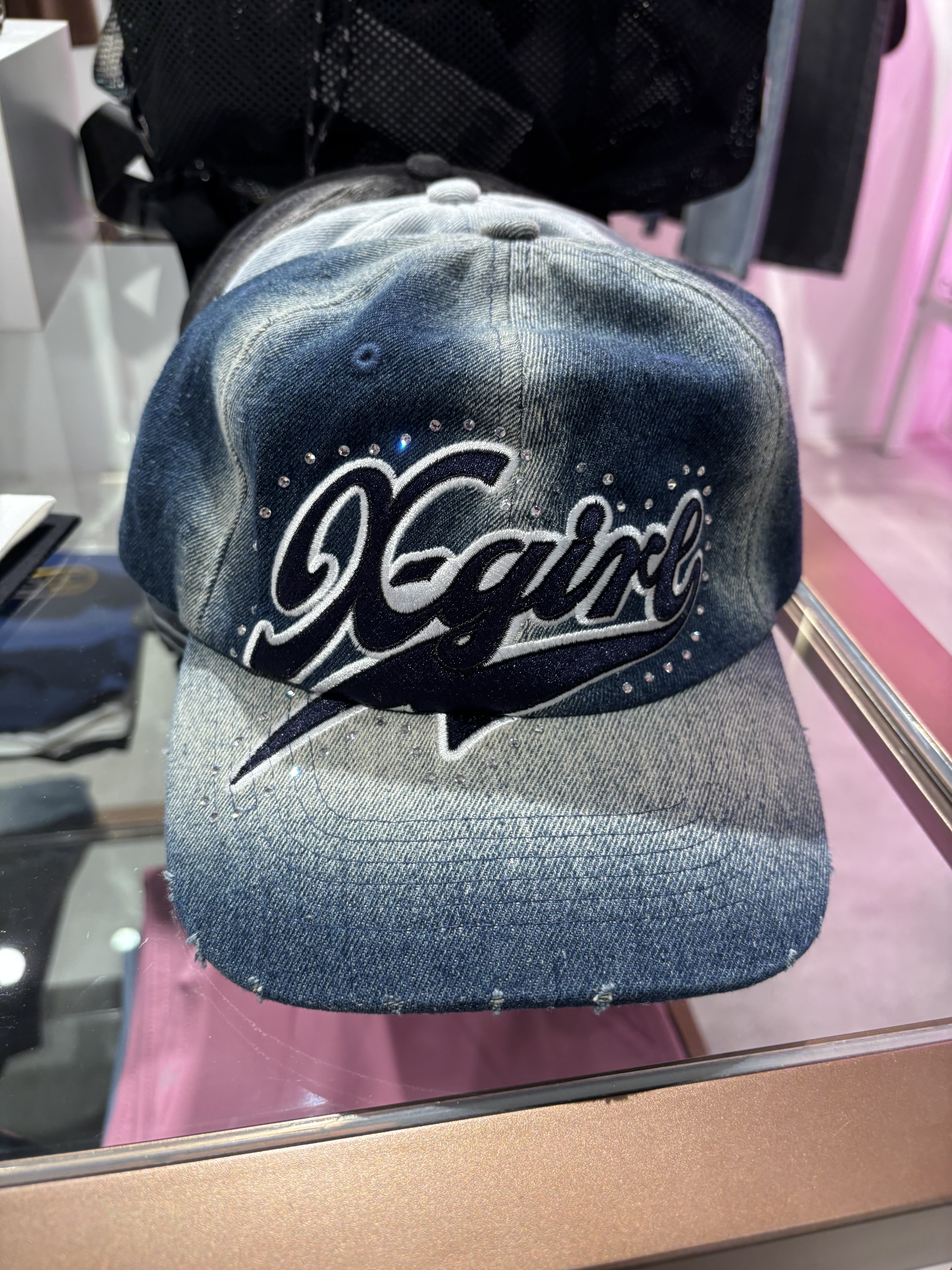 X-girl - RHINESTONE AND LOGO DENIM 6PANEL CAP
