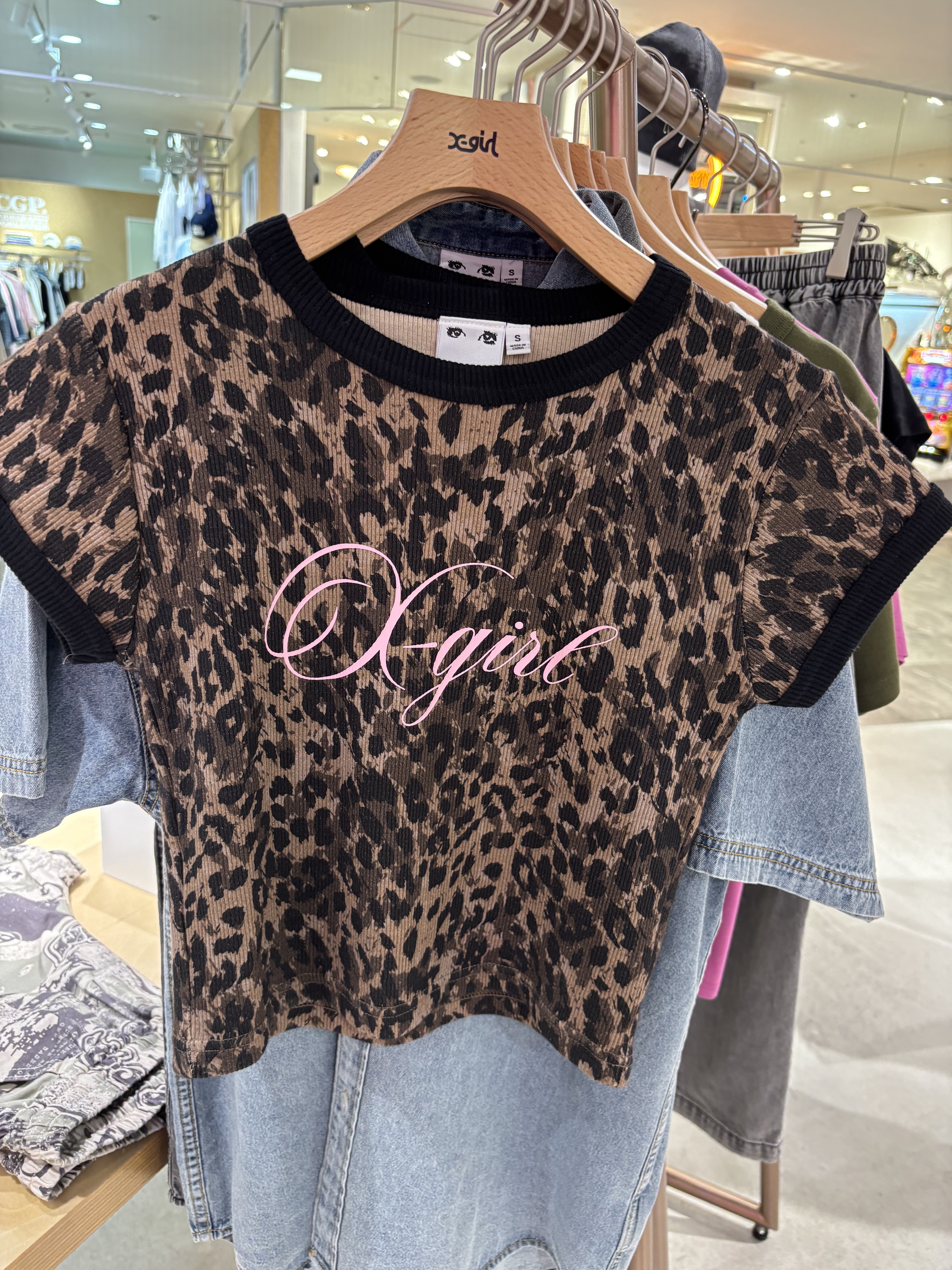 X-girl - LEOPARD S/S RINGER BABY TEE