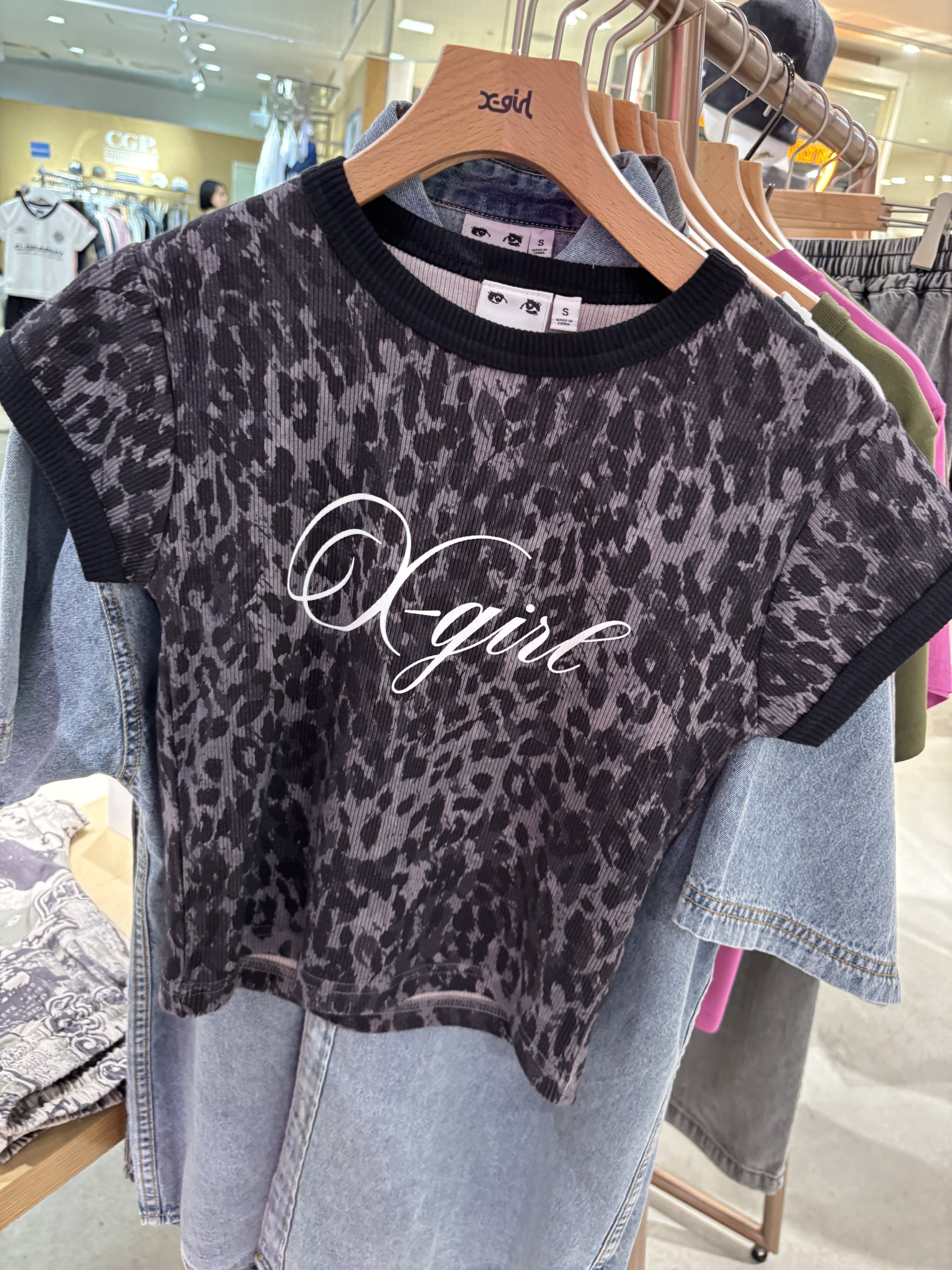 X-girl - LEOPARD S/S RINGER BABY TEE