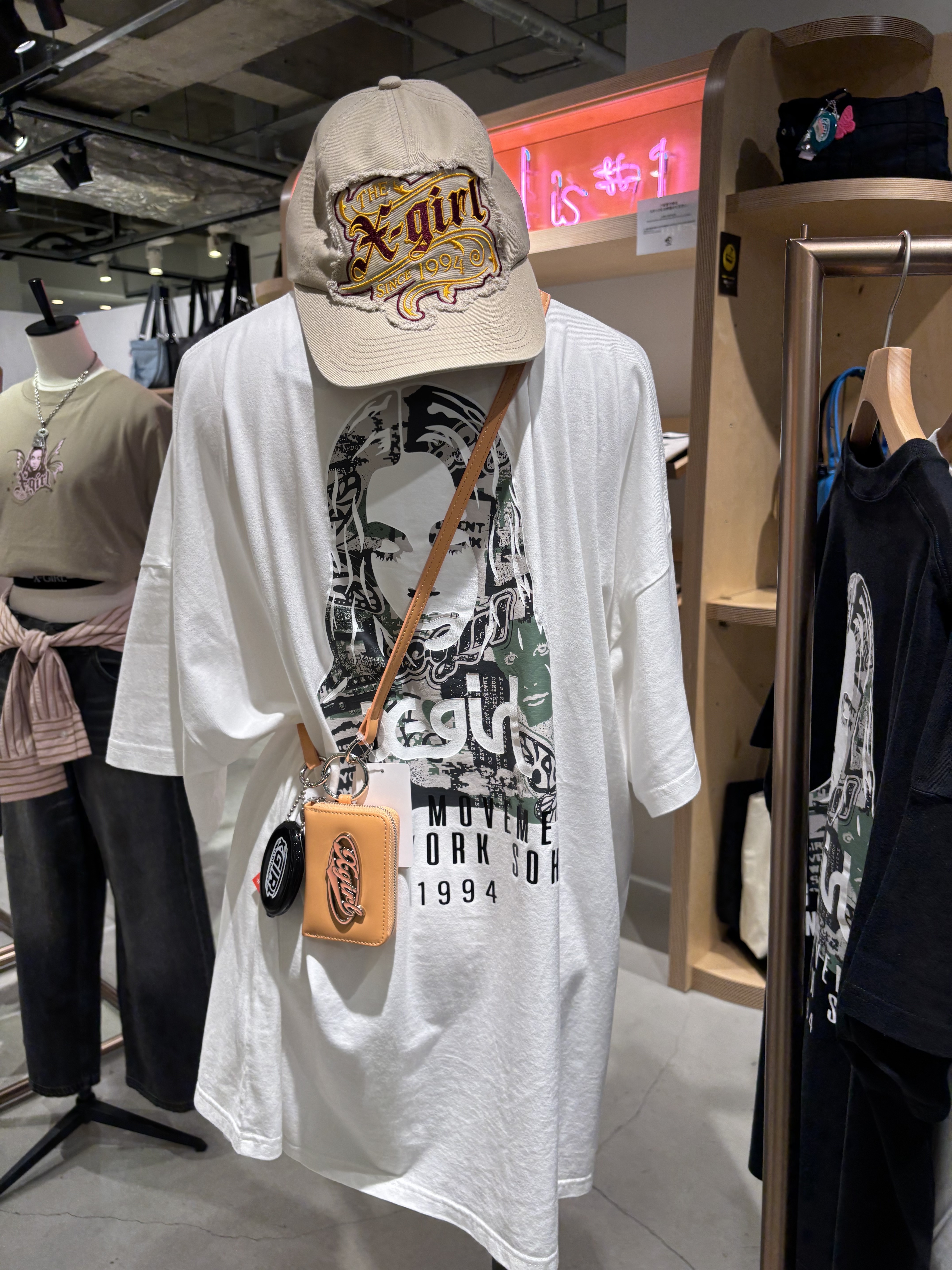 X-girl COLLAGE CAMO FACE S/S BIG TEE DRESS