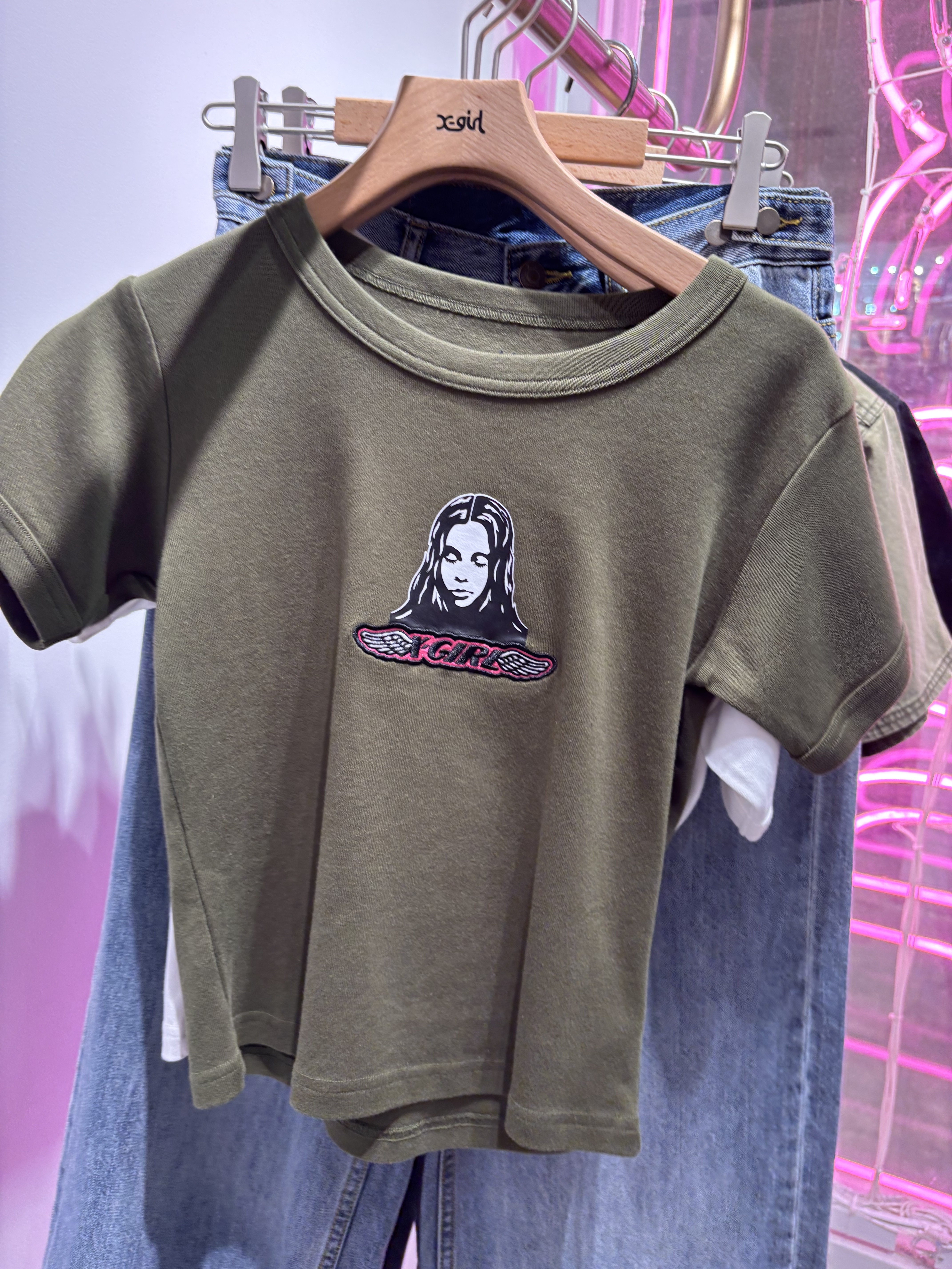 X-girl ANGEL FACE PATCH S/S BABY TEE