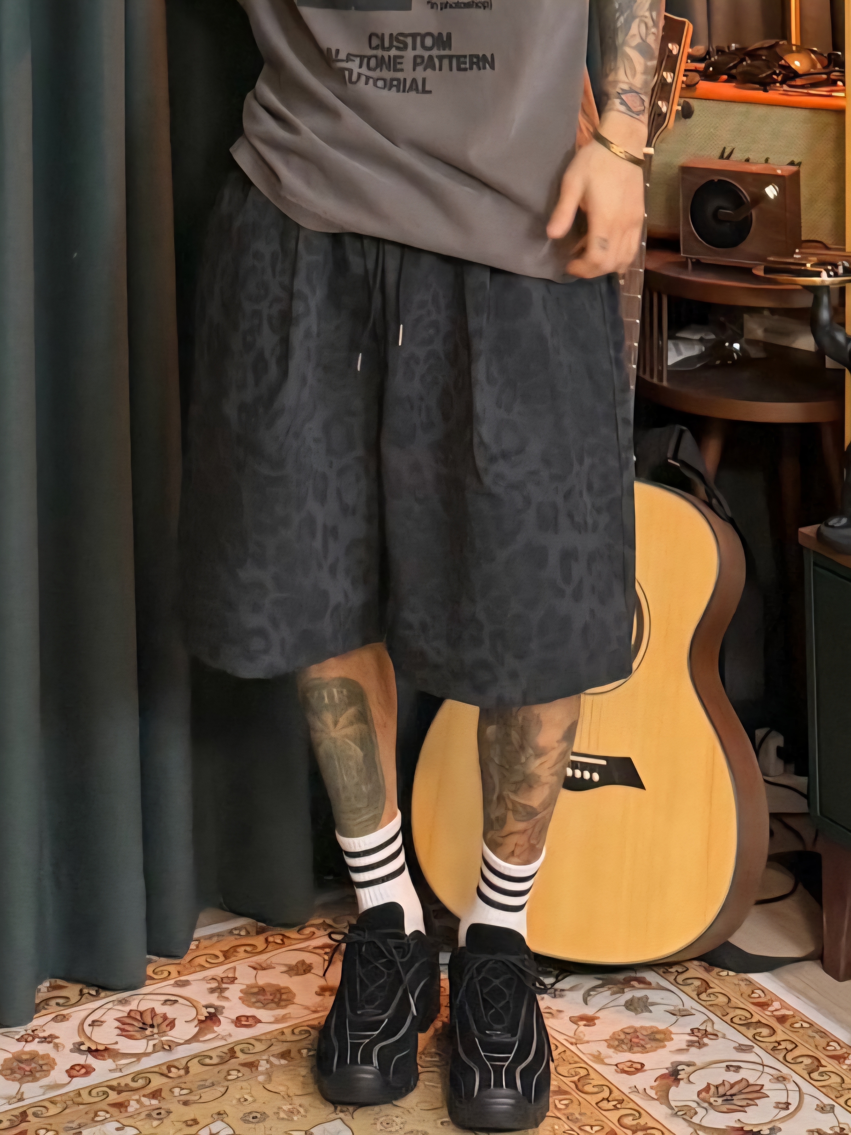 百慕達水洗漸層豹紋短褲