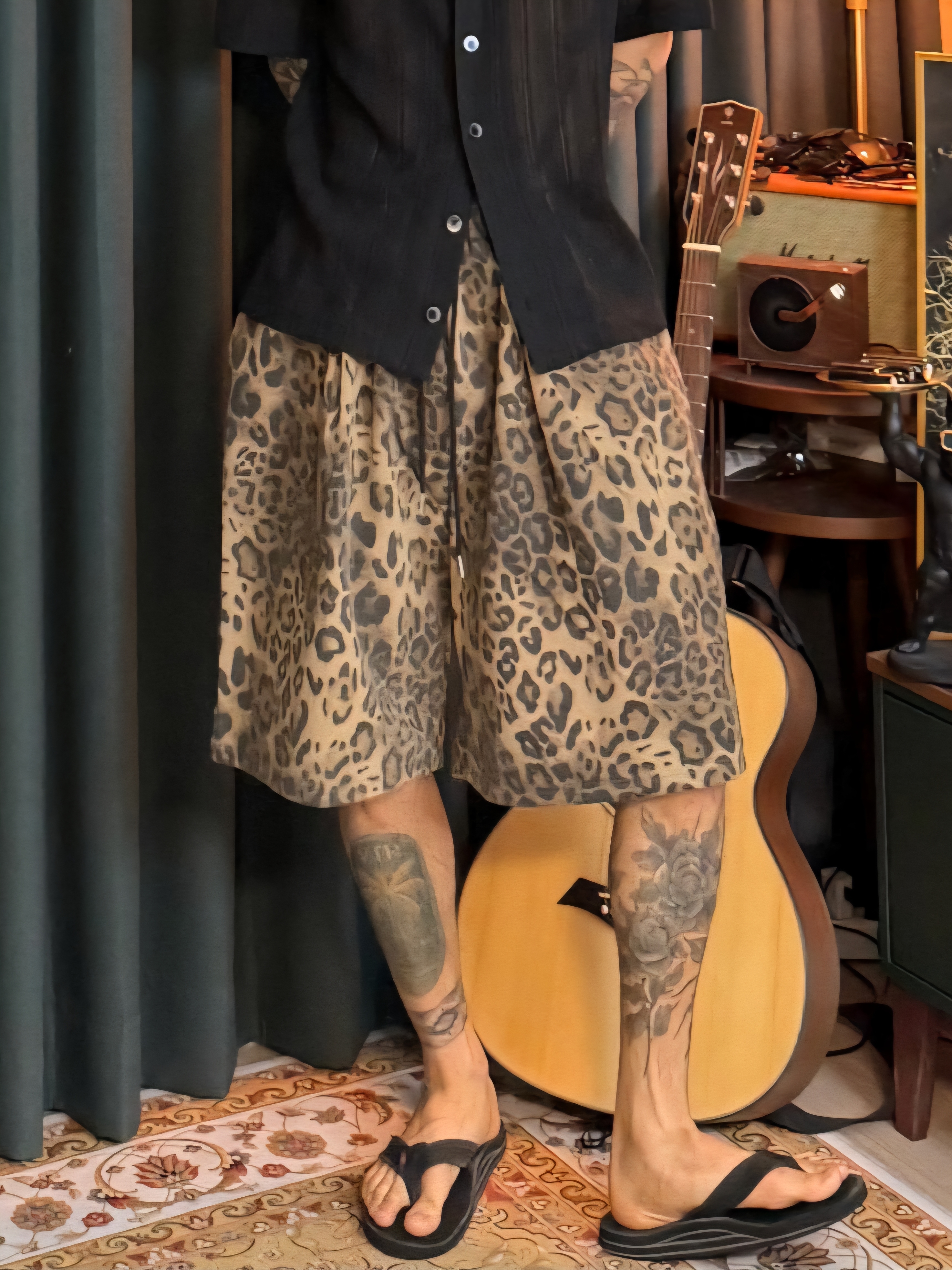 百慕達水洗漸層豹紋短褲