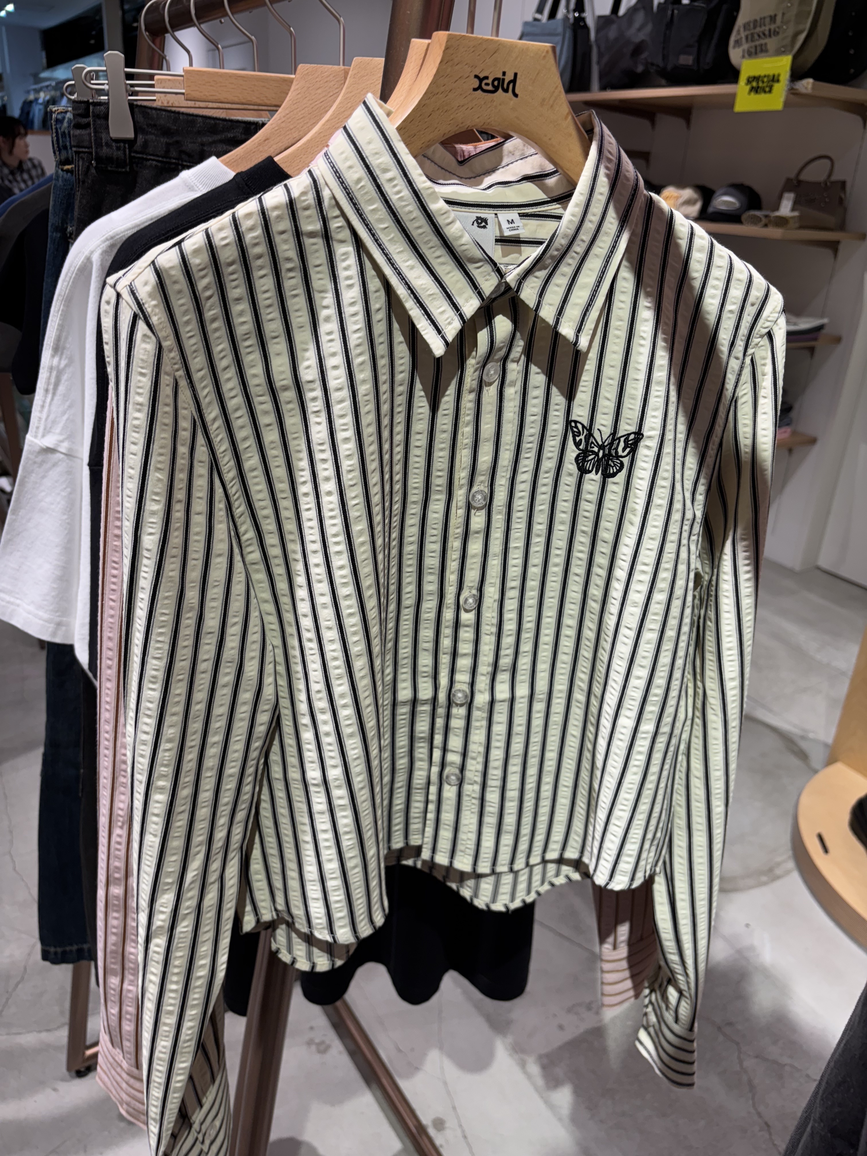 X-girl BUTTERFLY STRIPE L/S SHIRT