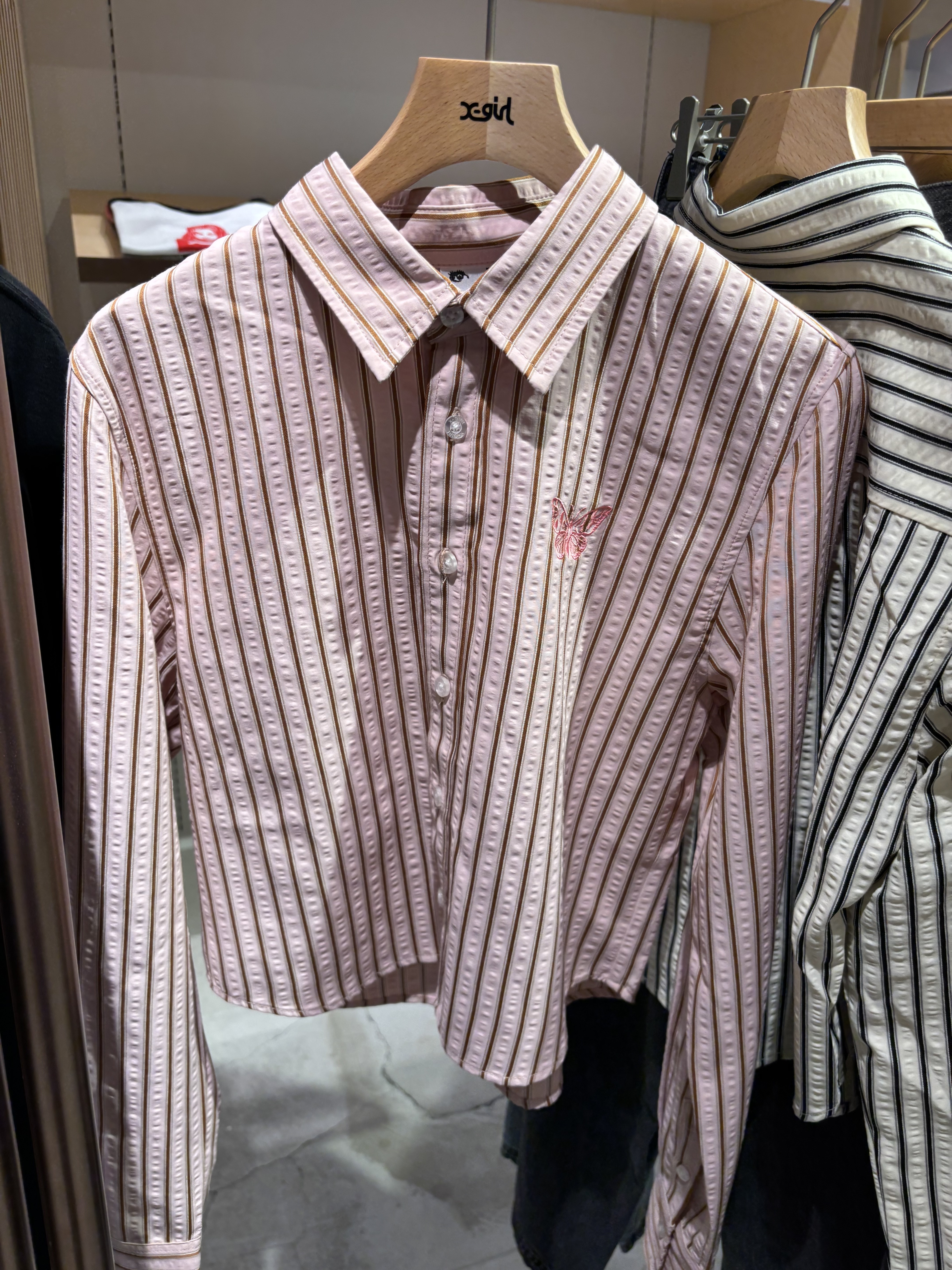 X-girl BUTTERFLY STRIPE L/S SHIRT