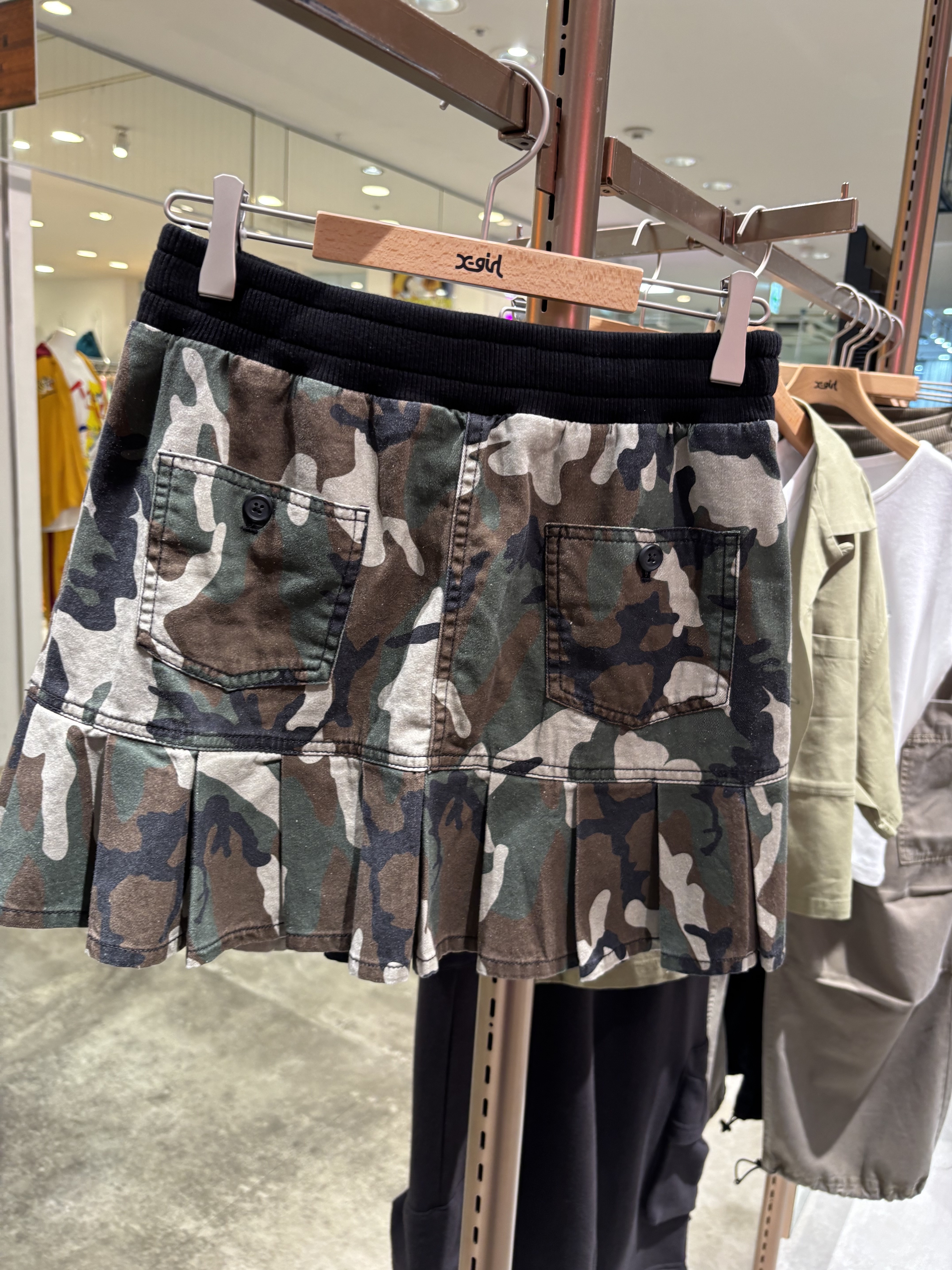 X-girl WAIST RIB PLEATED MINI SKIRT