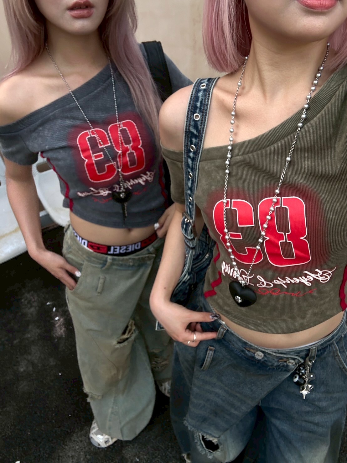 酷辣水洗 美式斜肩修身短踢 3colors