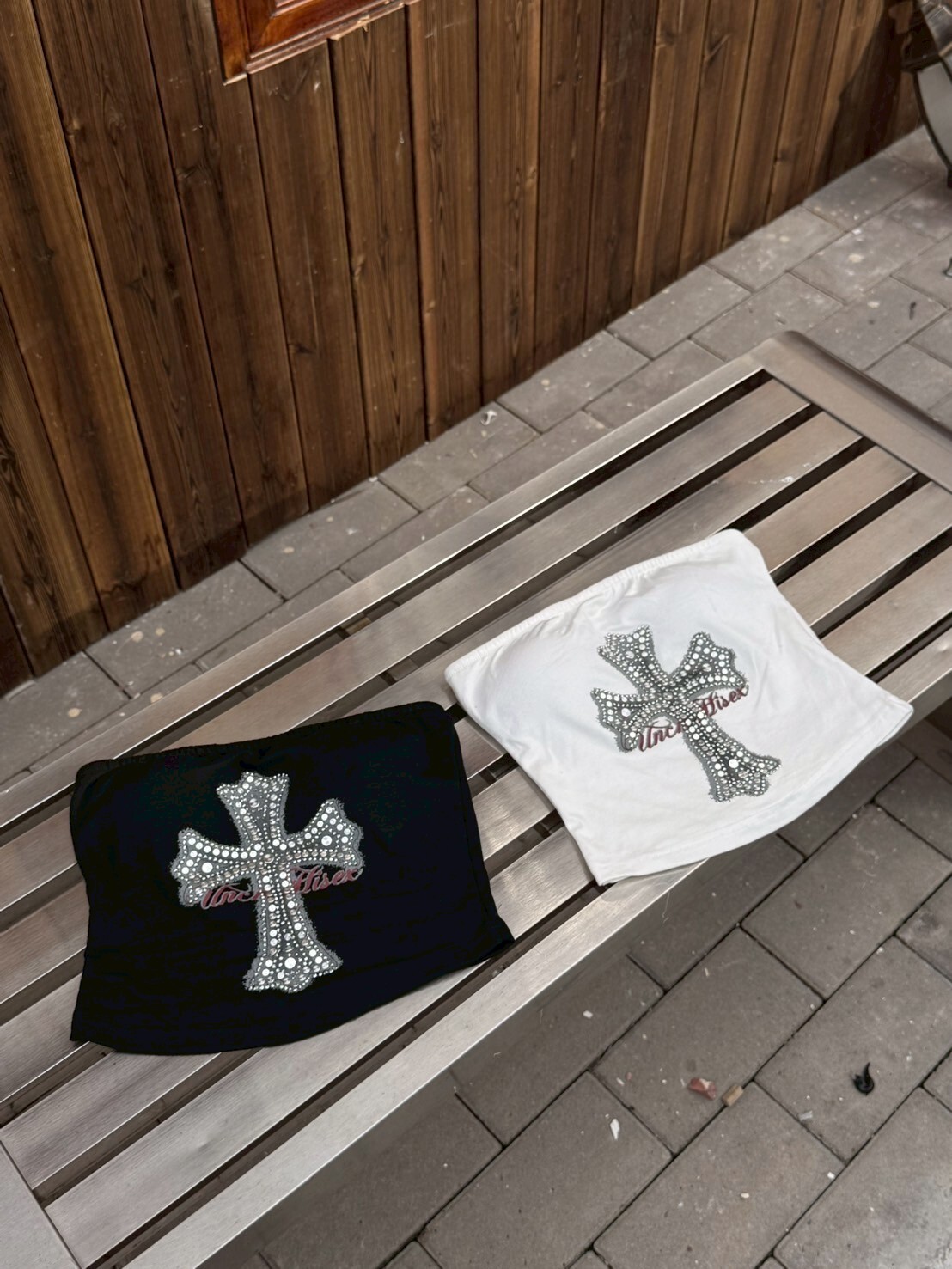 廣州街頭 十字燙鑽平口（附胸墊） 2colors