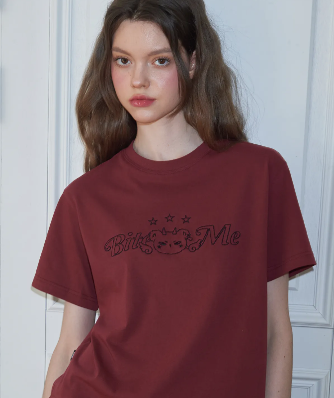 CPGN STUDIO / Bite Bear Cropped Short T-shirt / Burgundy / JUL25