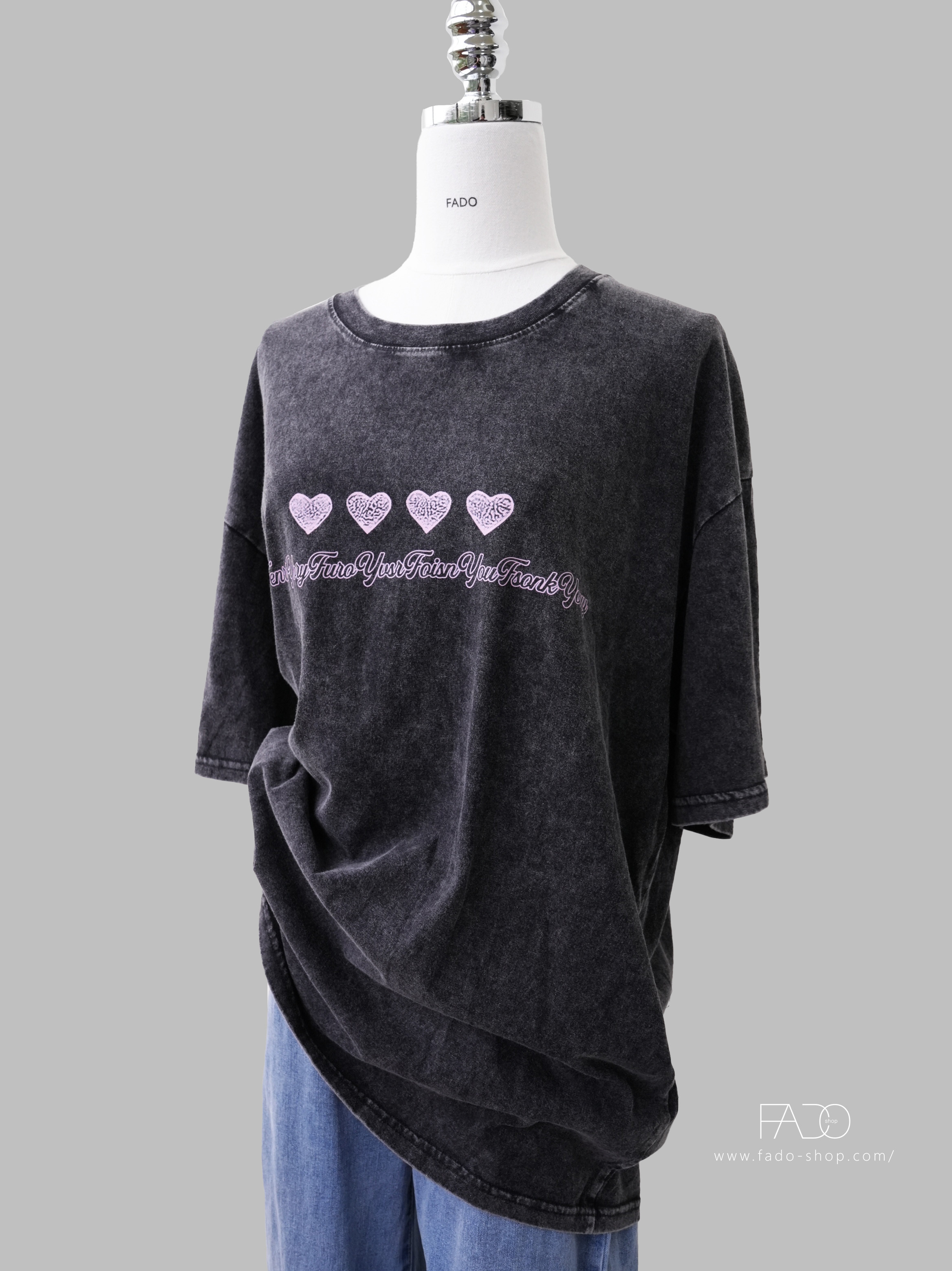 法朵Fado shop｜ 粉色❤︎❤︎❤︎愛心水洗長版棉T 0213181