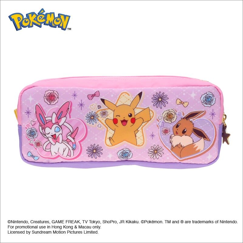 Pokemon雙拉鏈筆袋連徽章 PKM-8505-1